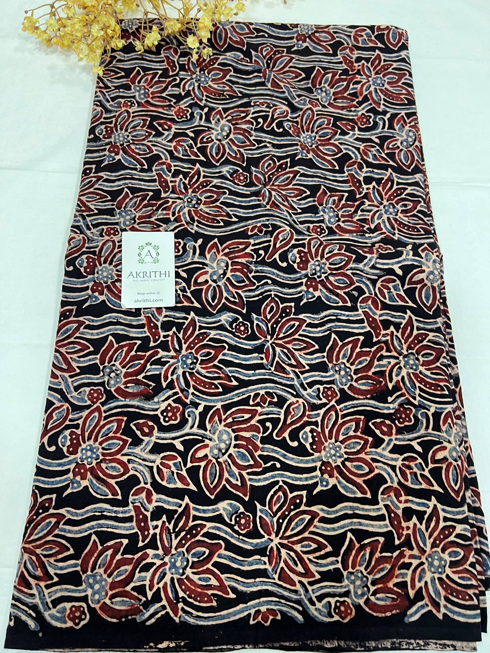 Ajrakh Hand block pure cotton fabric 80 CM CUT