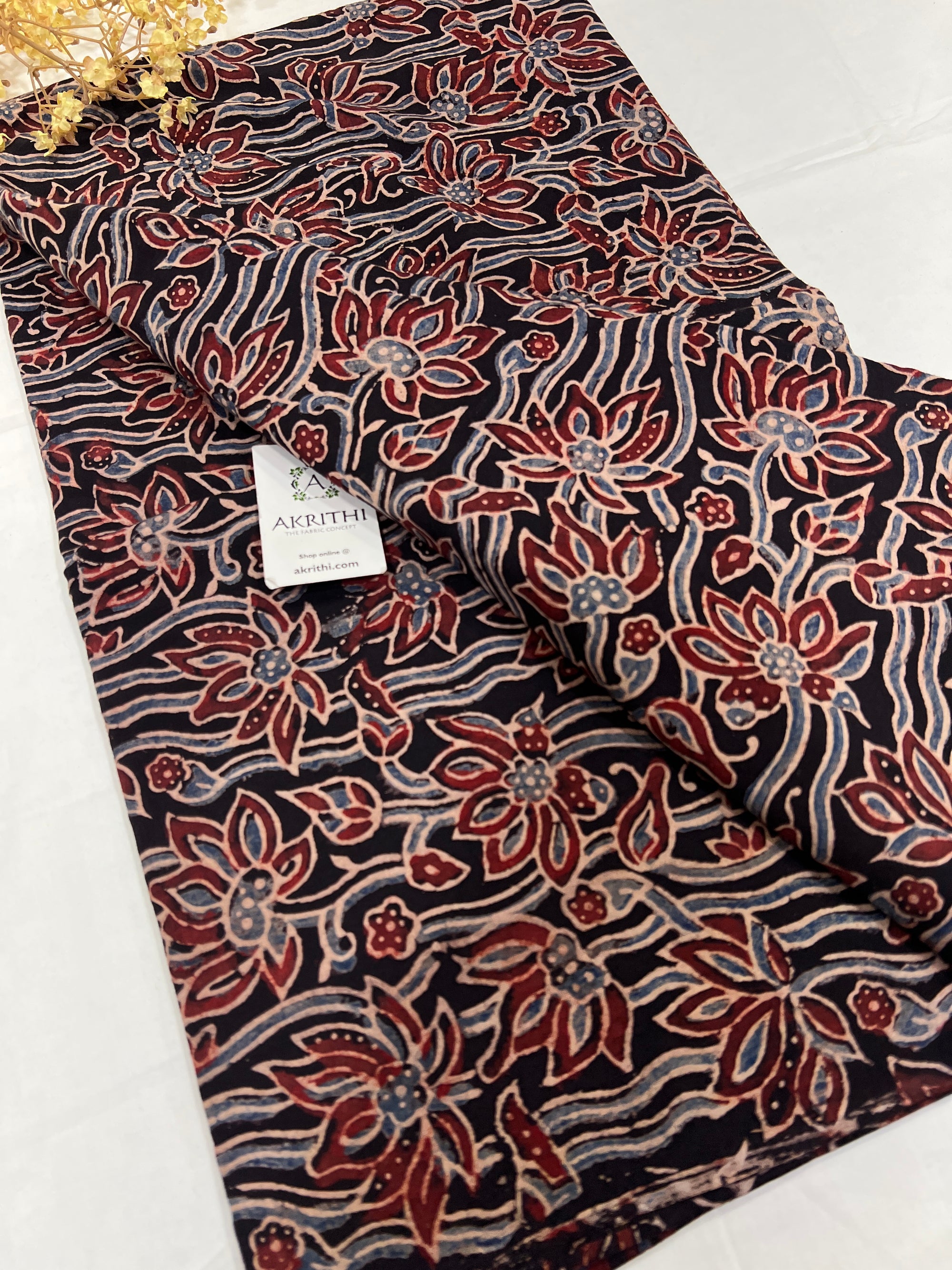 Ajrakh Hand block pure cotton fabric 80 CM CUT