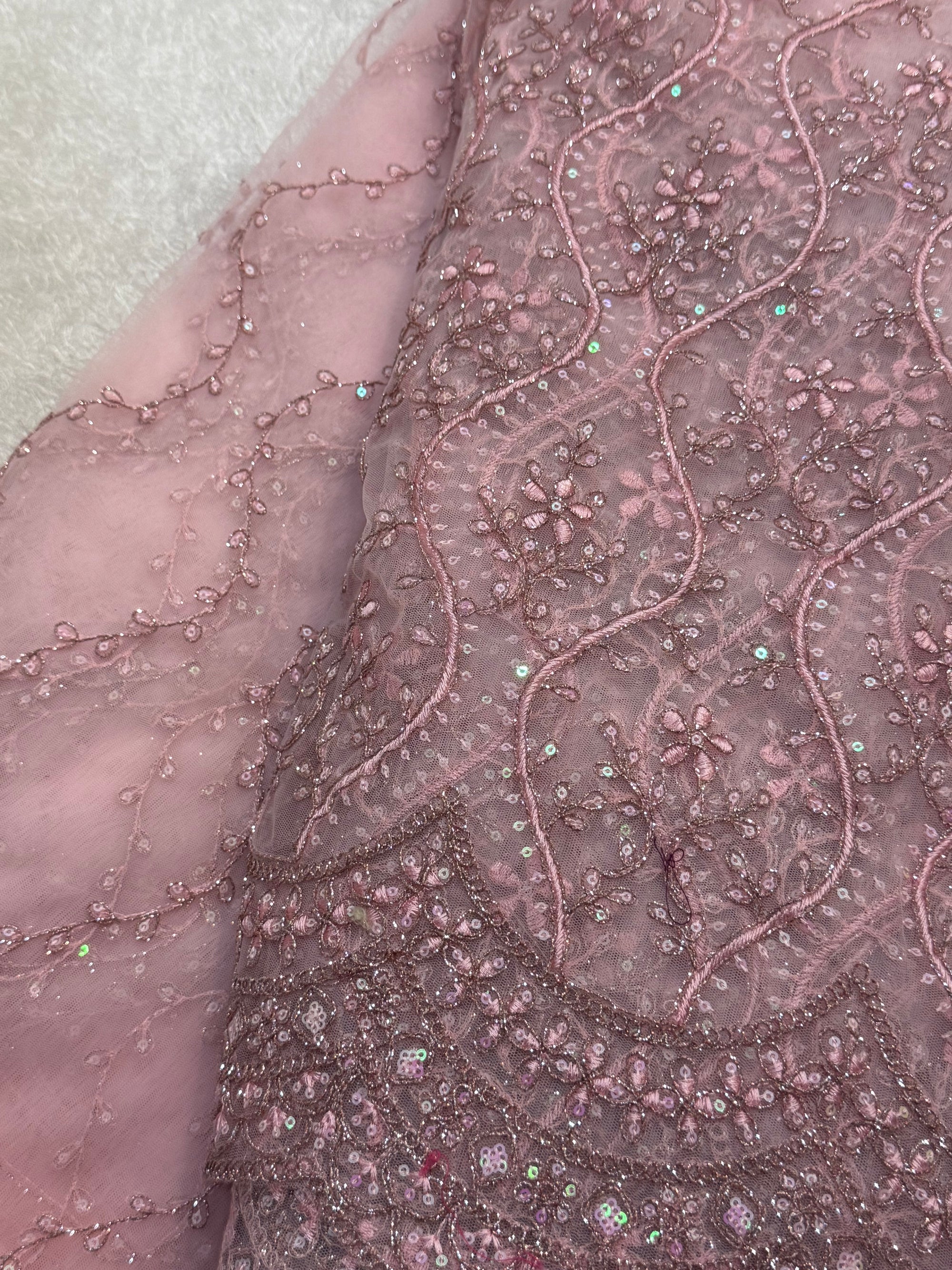 Embroidered net fabric