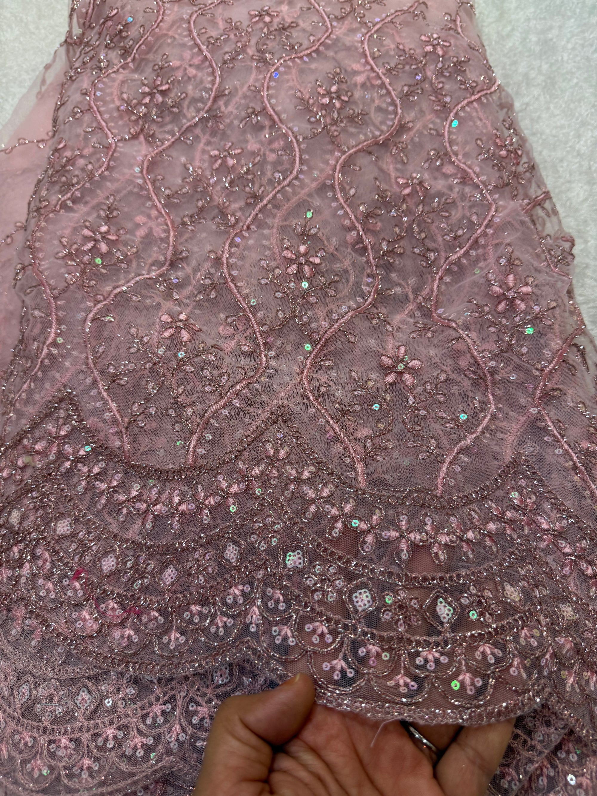 Embroidered net fabric