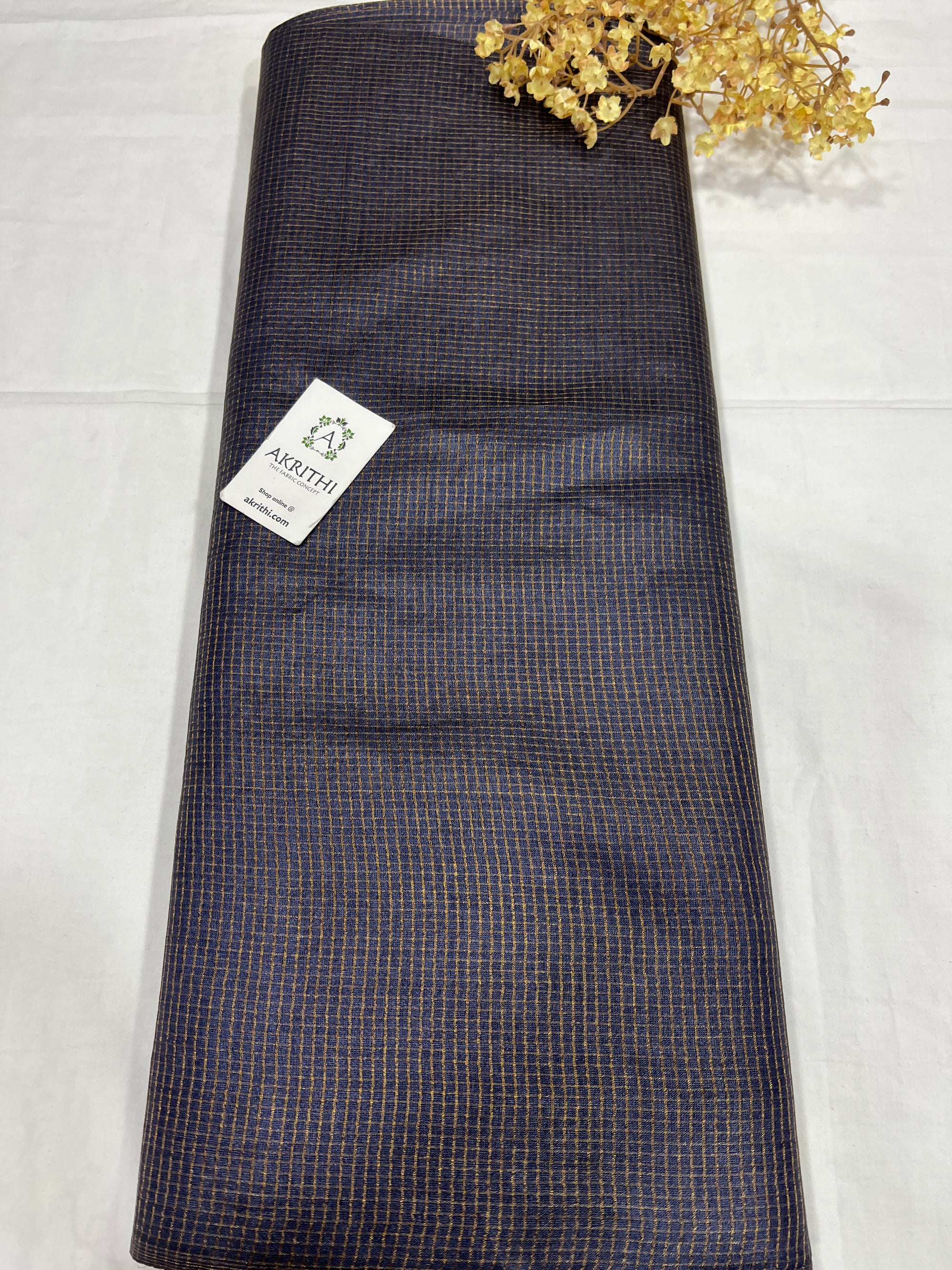 GOLD TISSUE CHECKS PURE TUSSAR SILK FABRIC