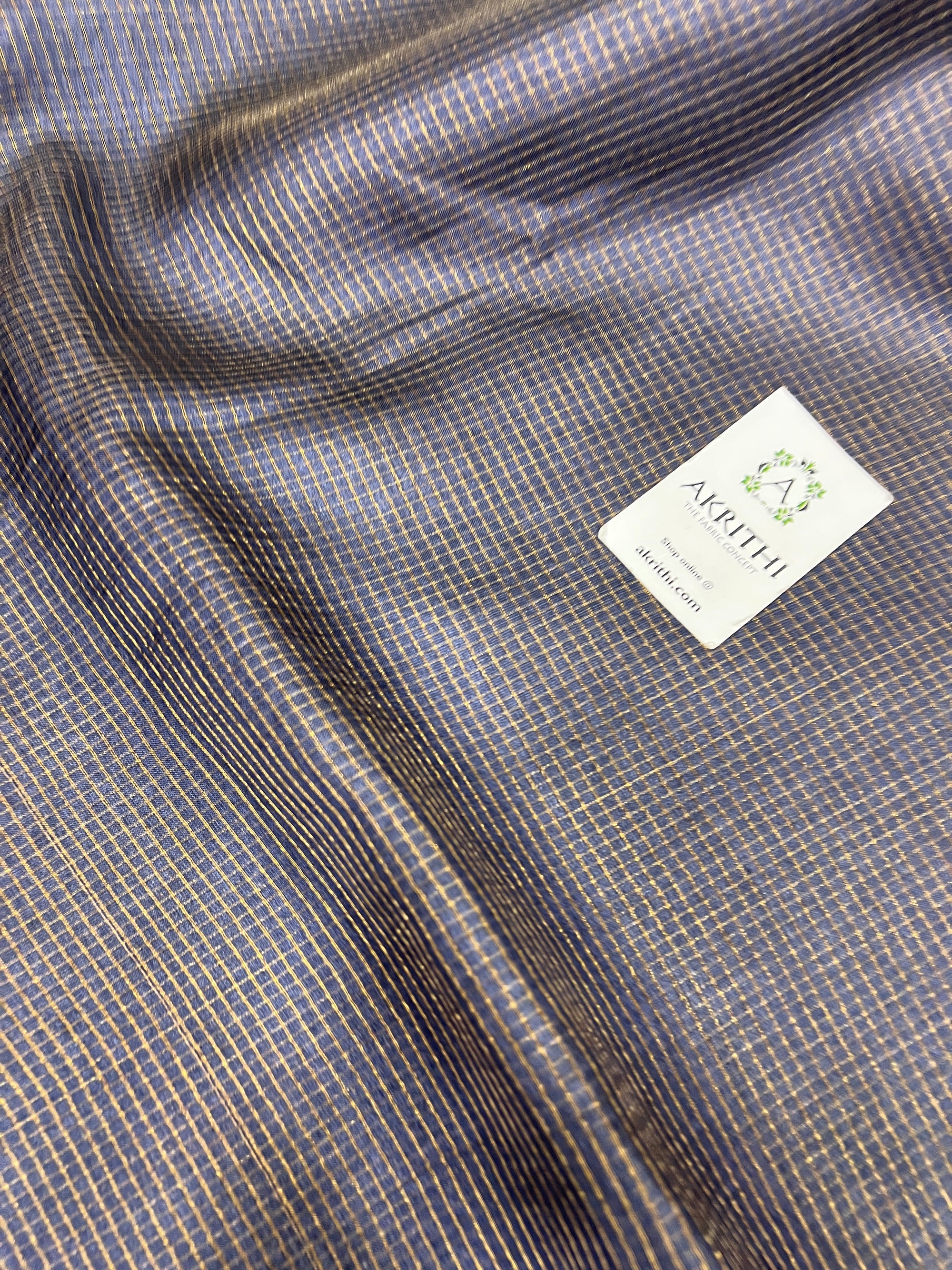 GOLD TISSUE CHECKS PURE TUSSAR SILK FABRIC