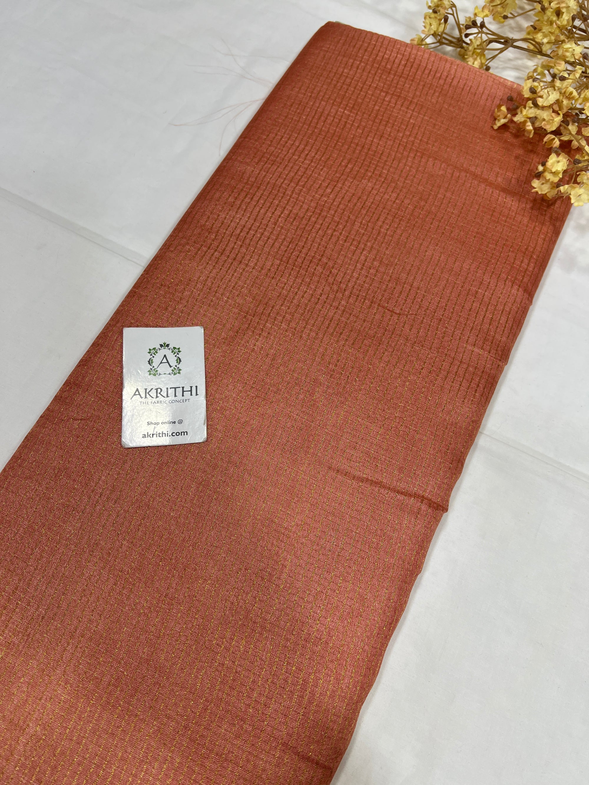 GOLD TISSUE CHECKS PURE TUSSAR SILK FABRIC
