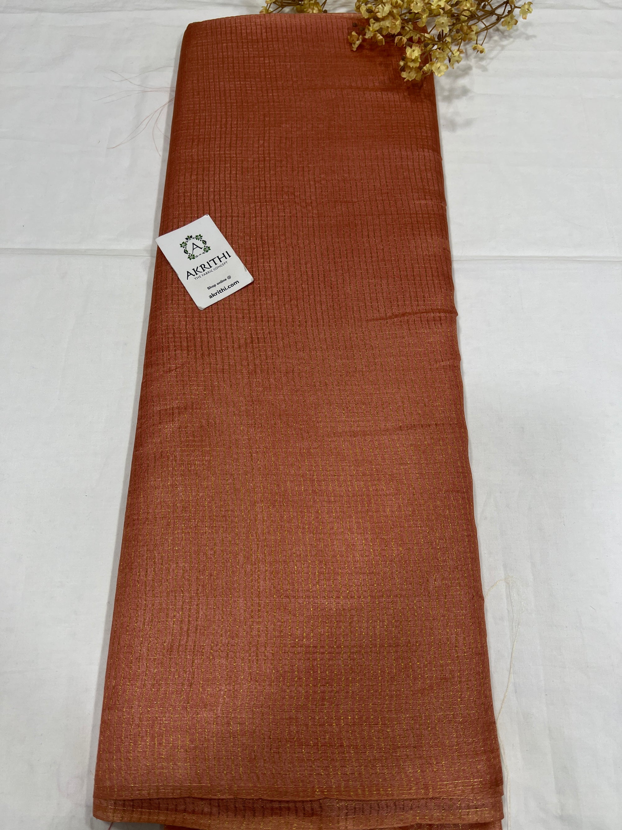 GOLD TISSUE CHECKS PURE TUSSAR SILK FABRIC