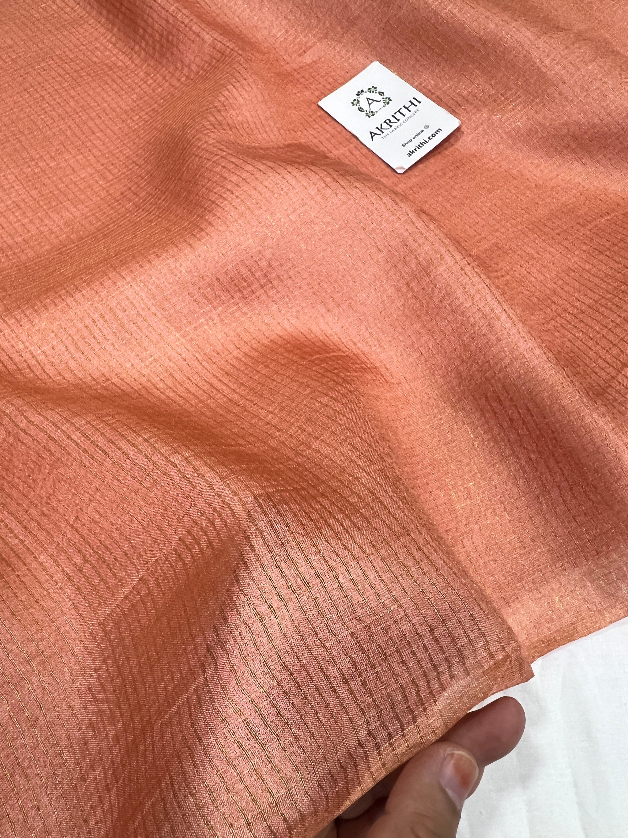 GOLD TISSUE CHECKS PURE TUSSAR SILK FABRIC