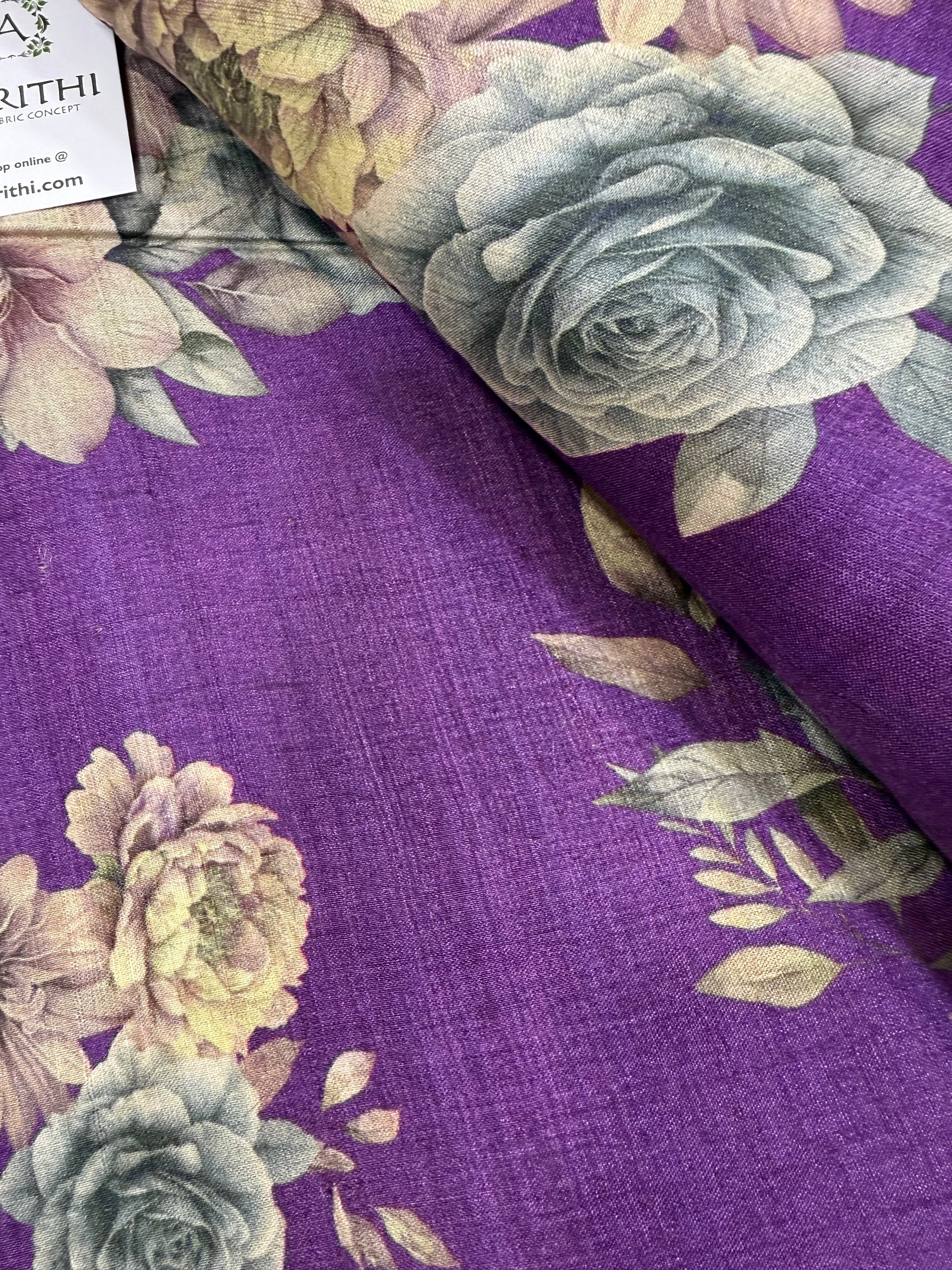 Hand block Printed handloom pure tussar silk fabric