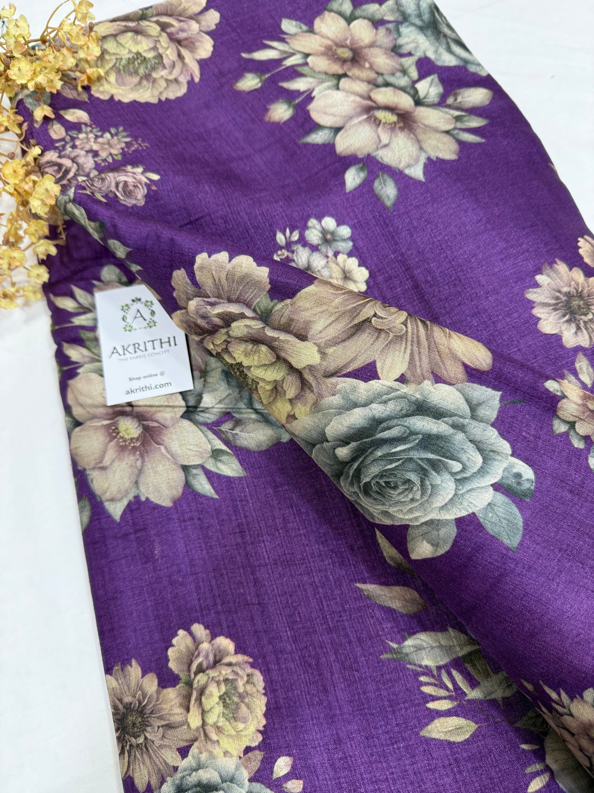 Hand block Printed handloom pure tussar silk fabric