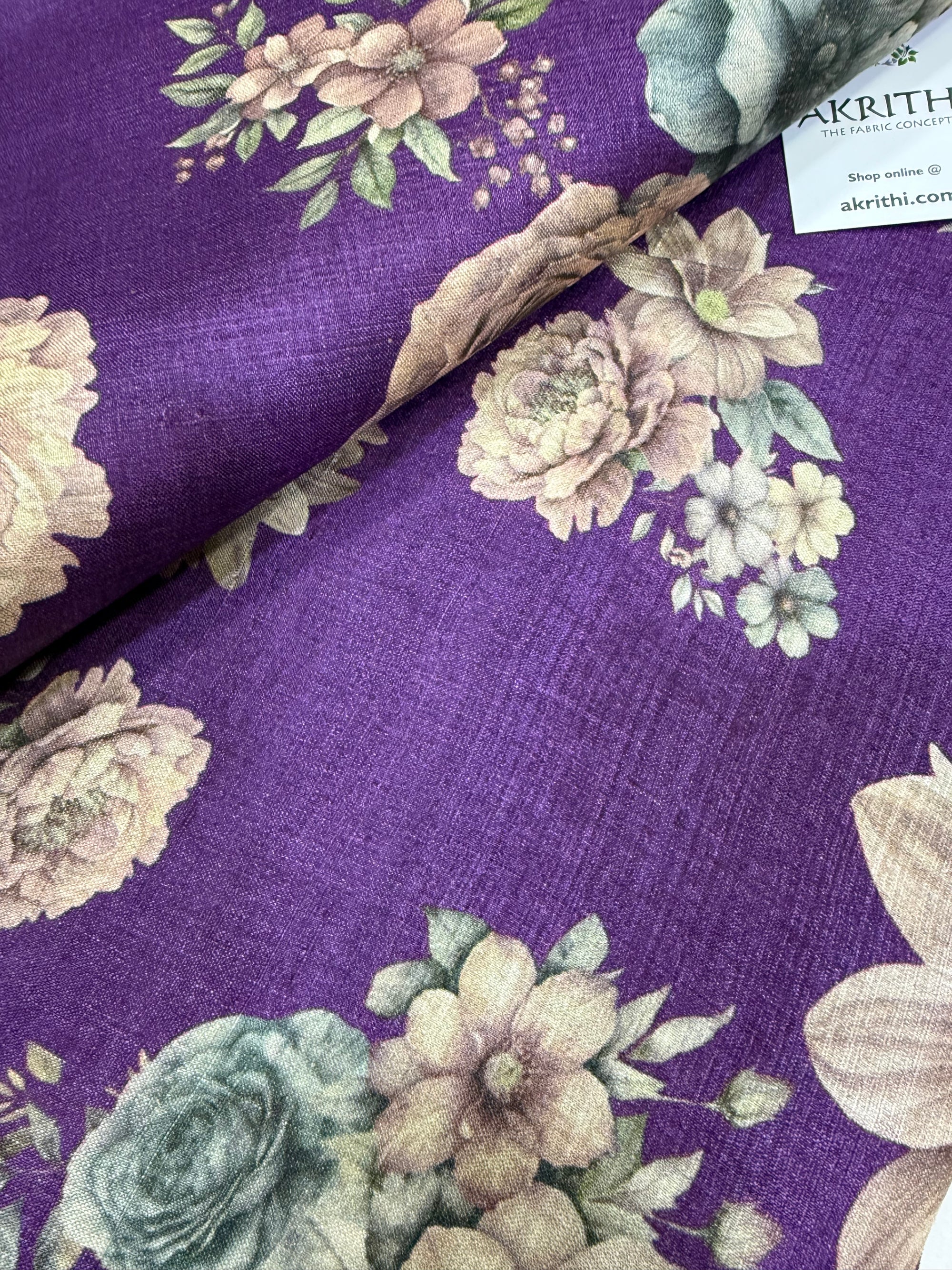 Hand block Printed handloom pure tussar silk fabric