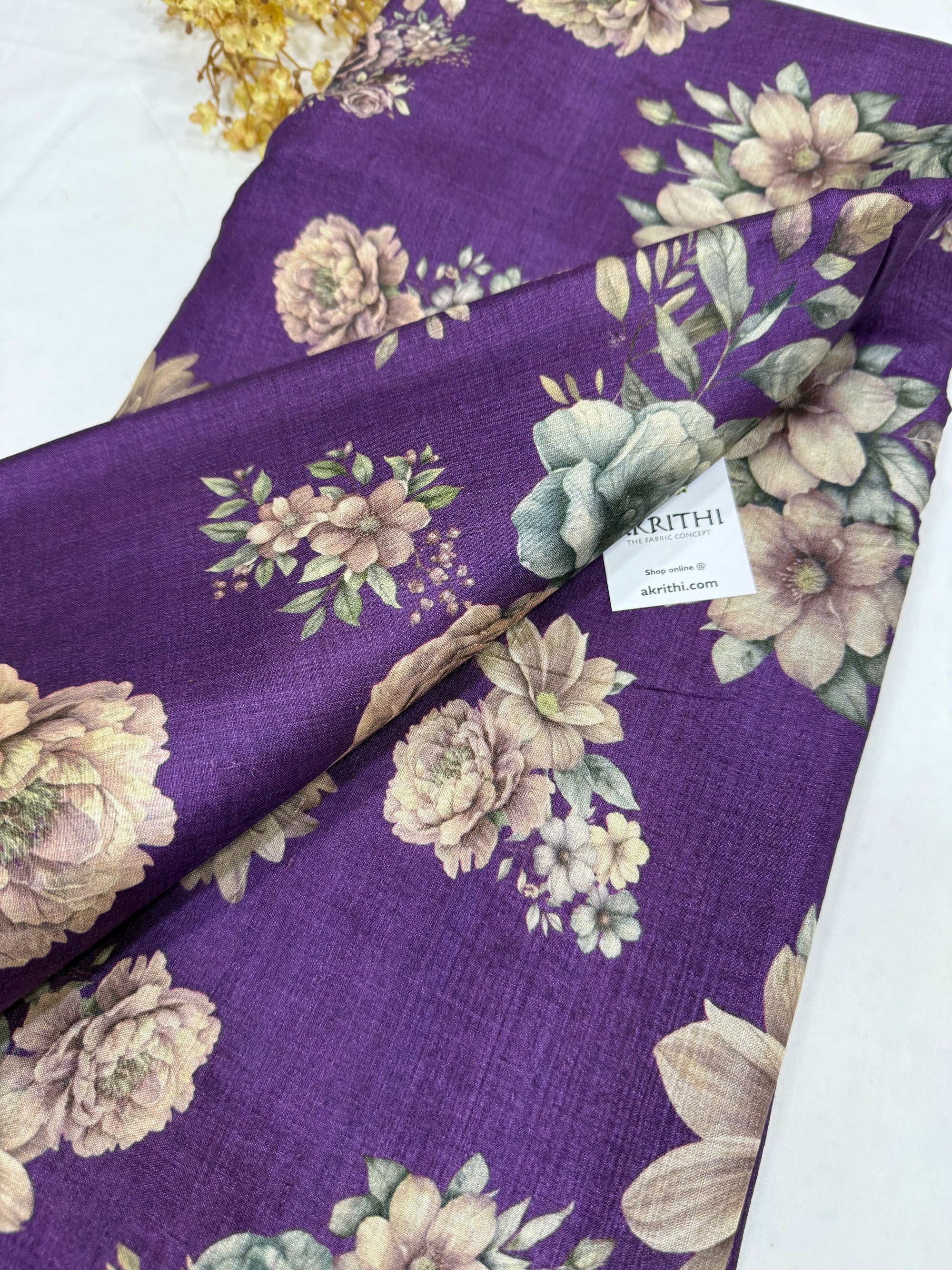 Hand block Printed handloom pure tussar silk fabric