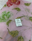 Embroidered soft viscose organza fabric