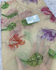 Embroidered soft viscose organza fabric