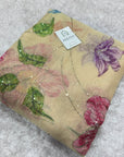 Embroidered soft viscose organza fabric