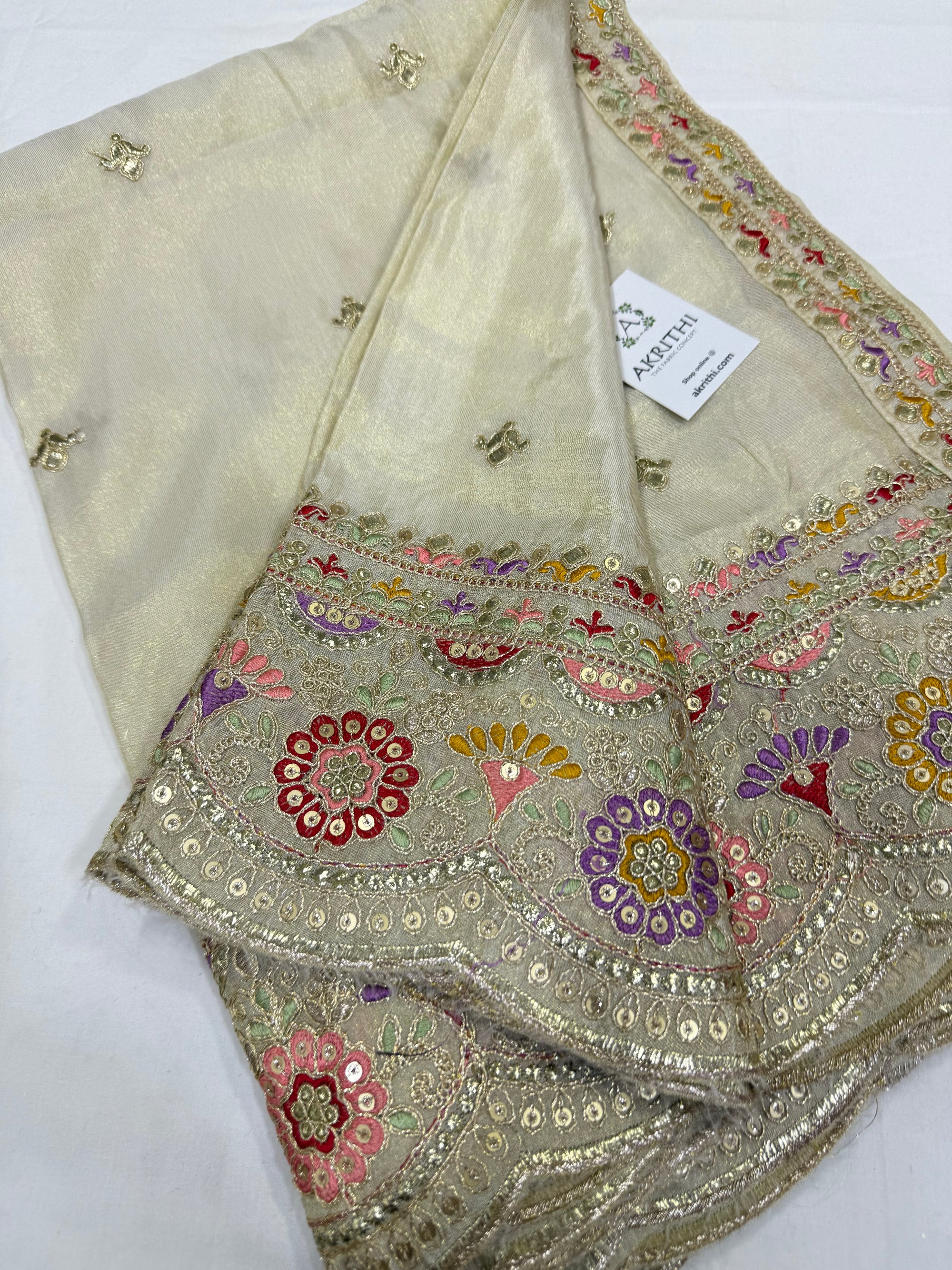Dyeable embroidered tissue dupatta
