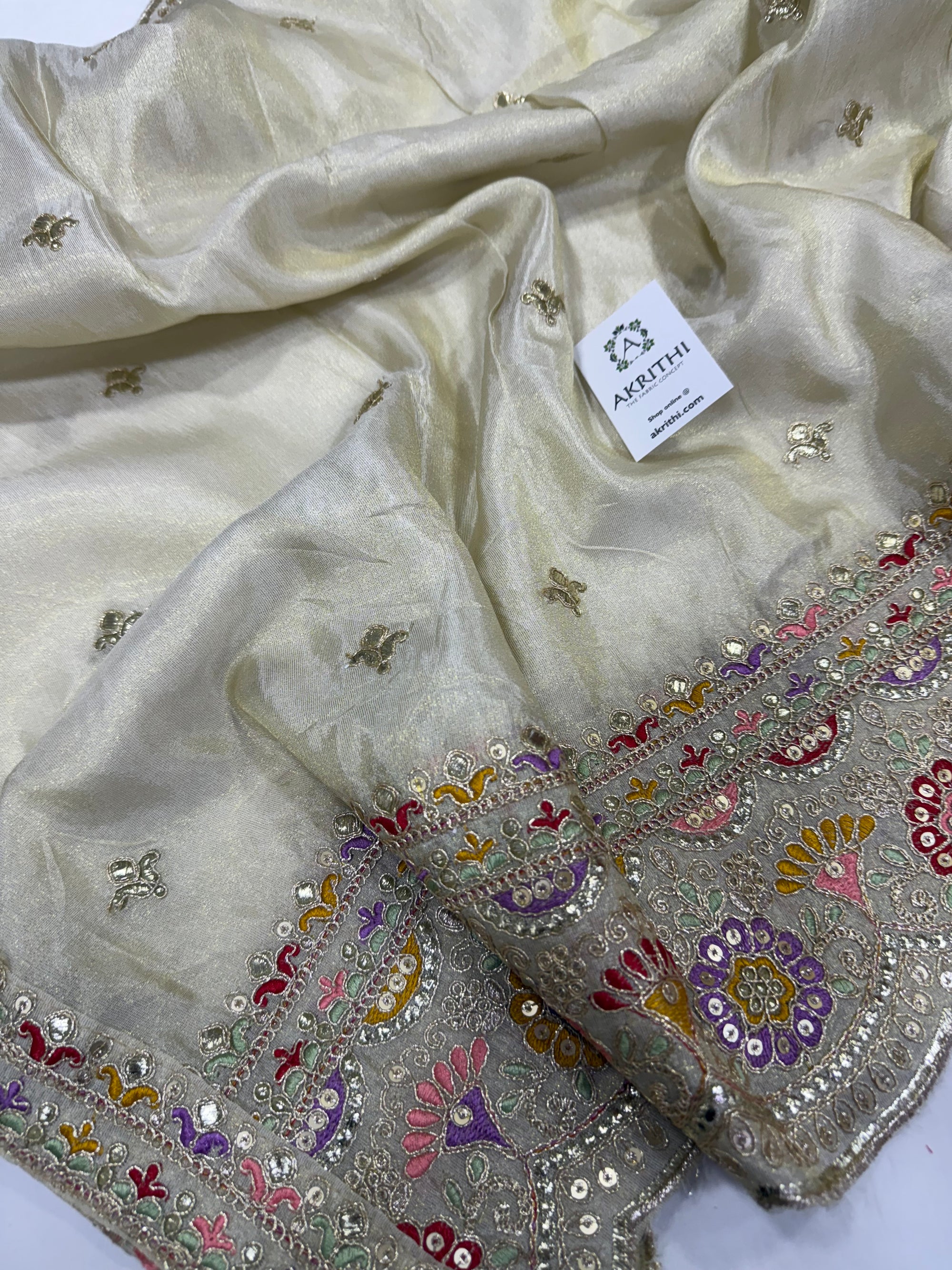 Dyeable embroidered tissue dupatta