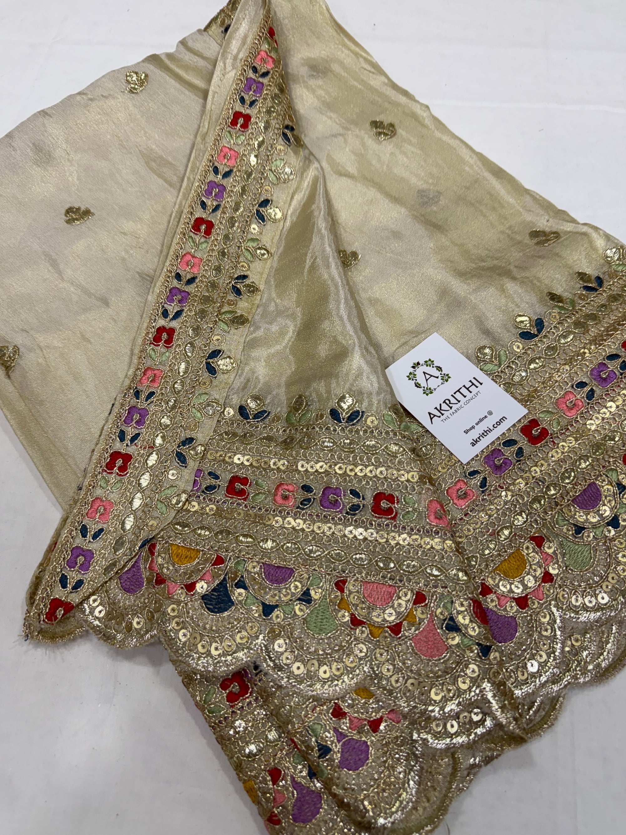 Dyeable embroidered tissue dupatta