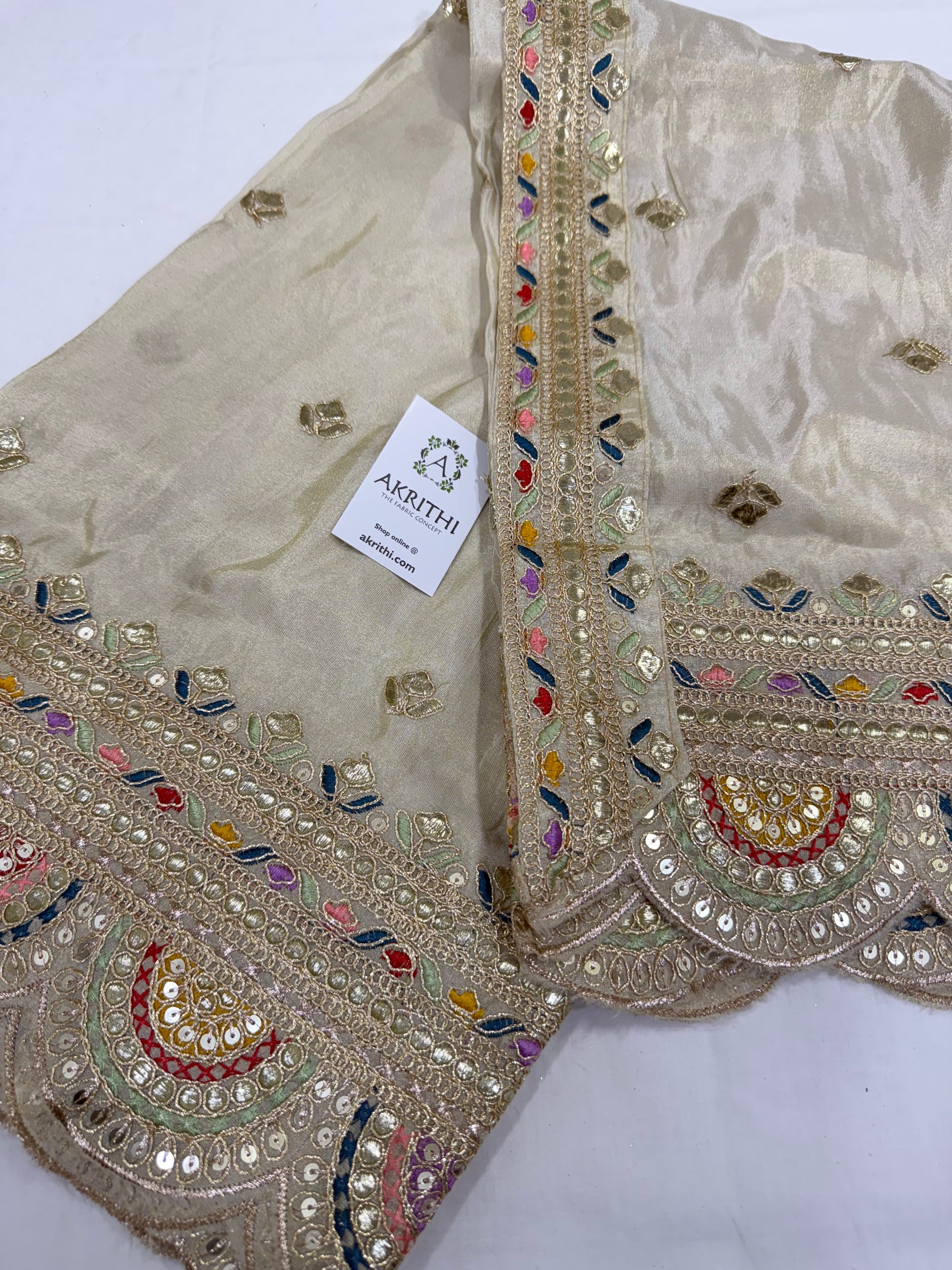 Dyeable embroidered tissue dupatta