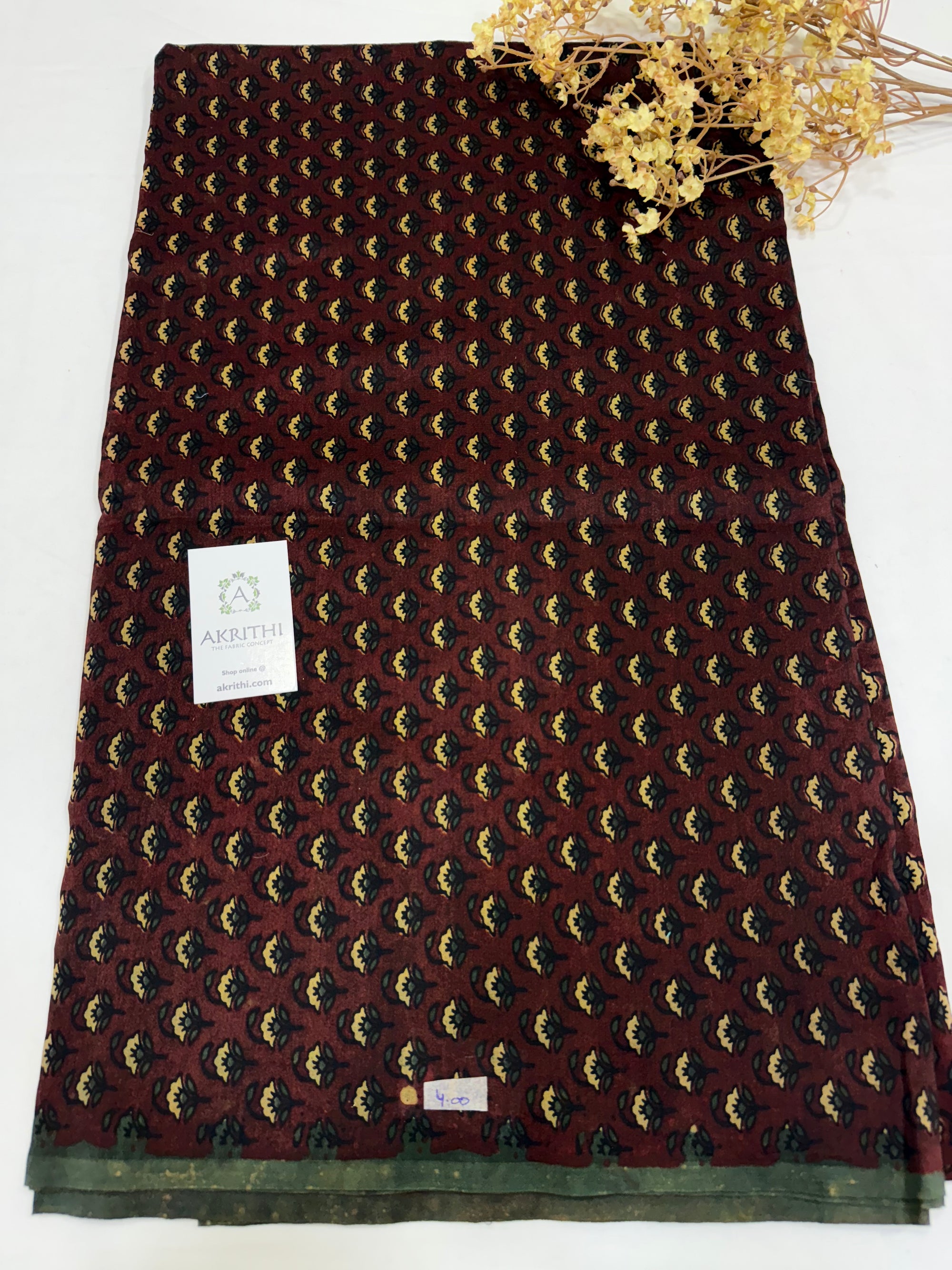 Vegetable Hand block pure chanderi fabric