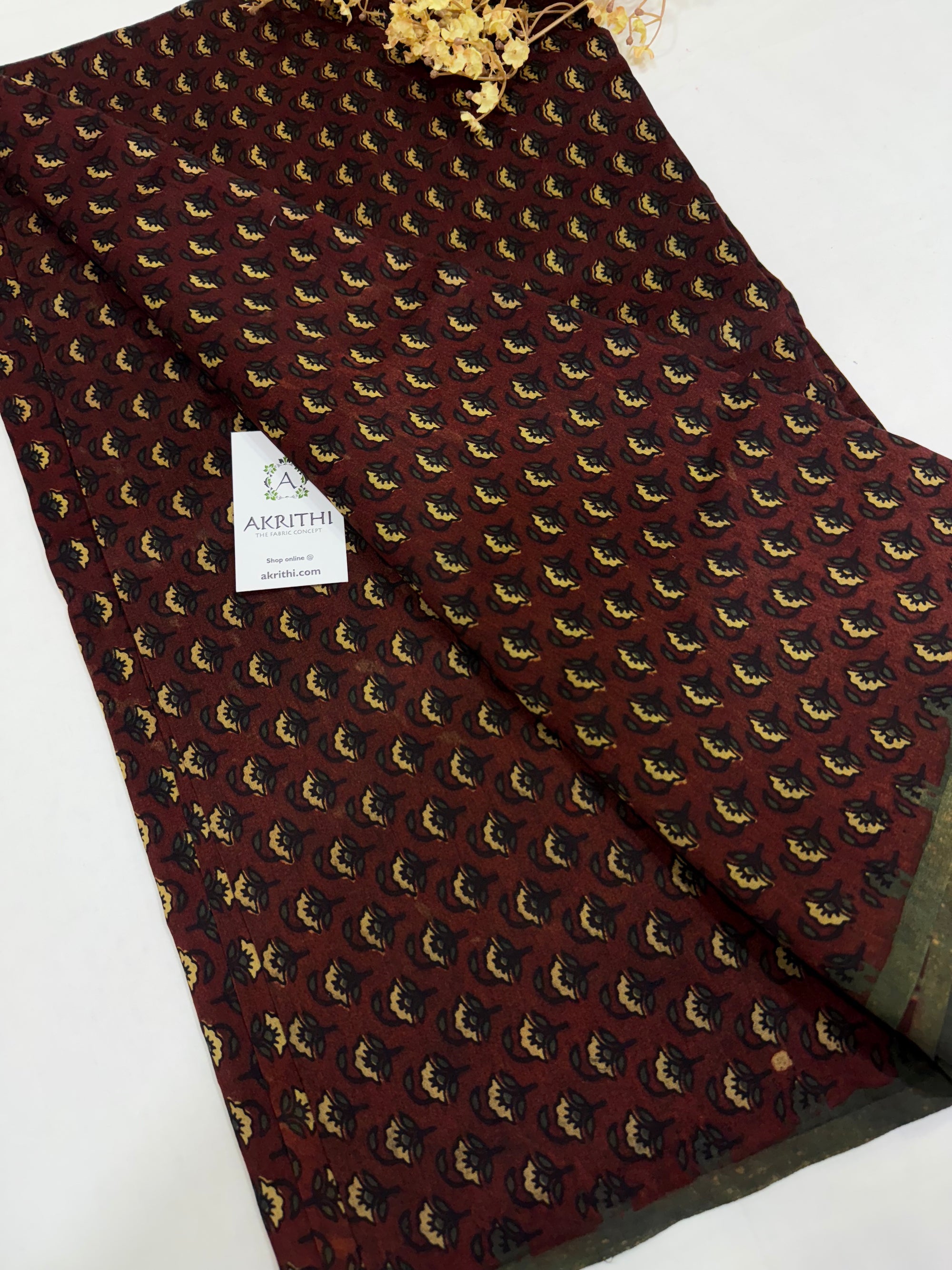 Vegetable Hand block pure chanderi fabric