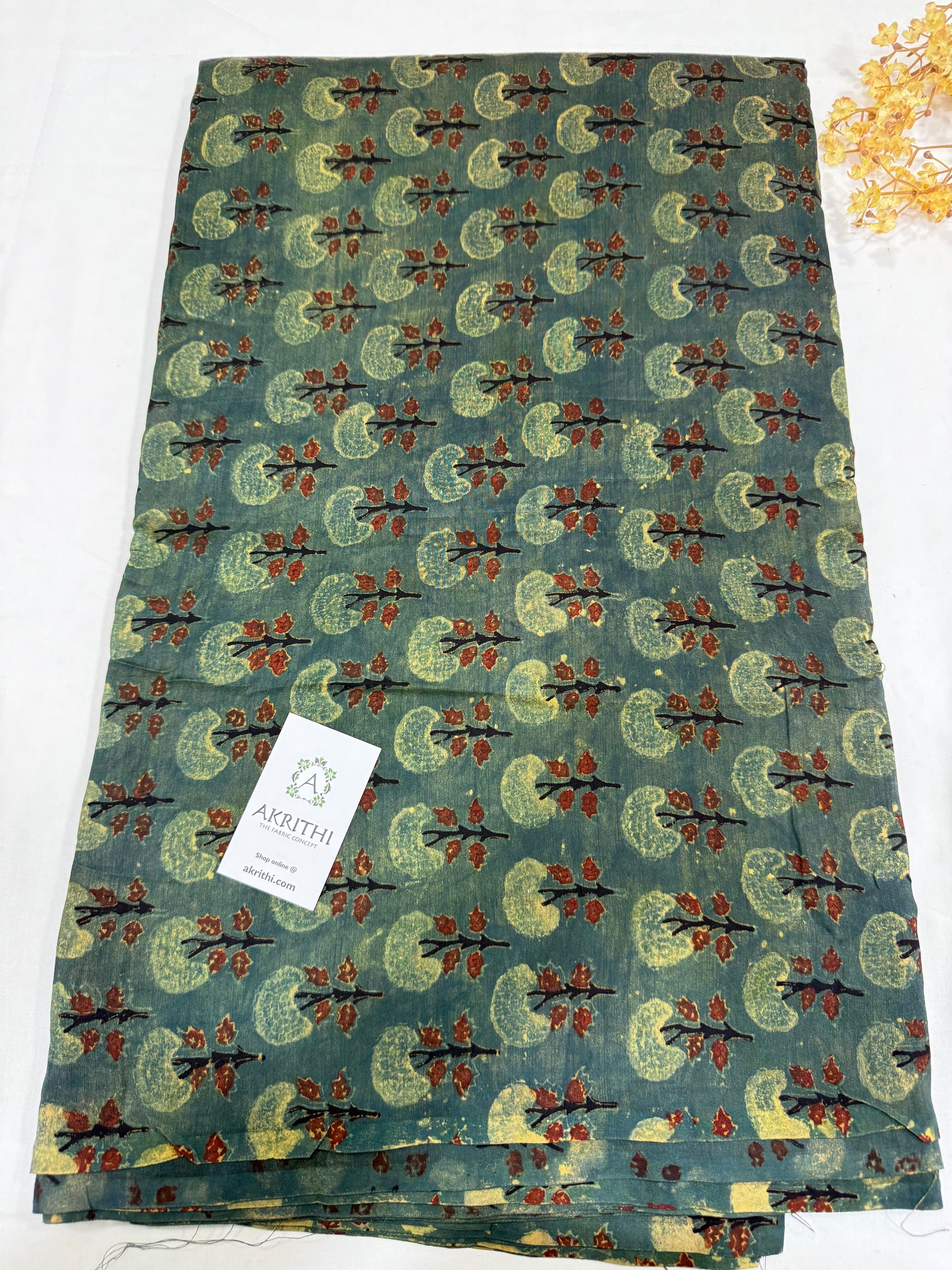 Vegetable Hand block pure chanderi fabric