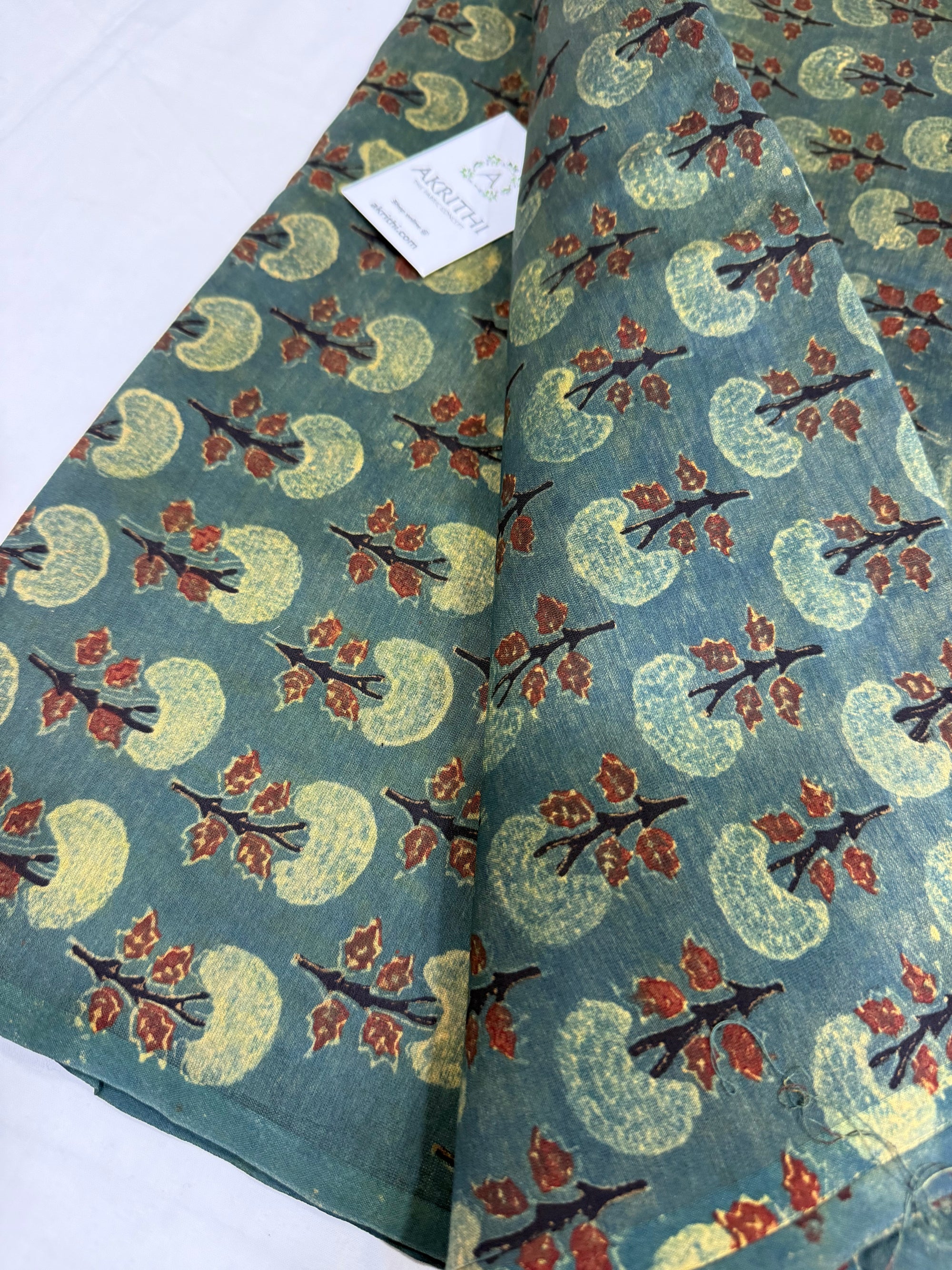 Vegetable Hand block pure chanderi fabric