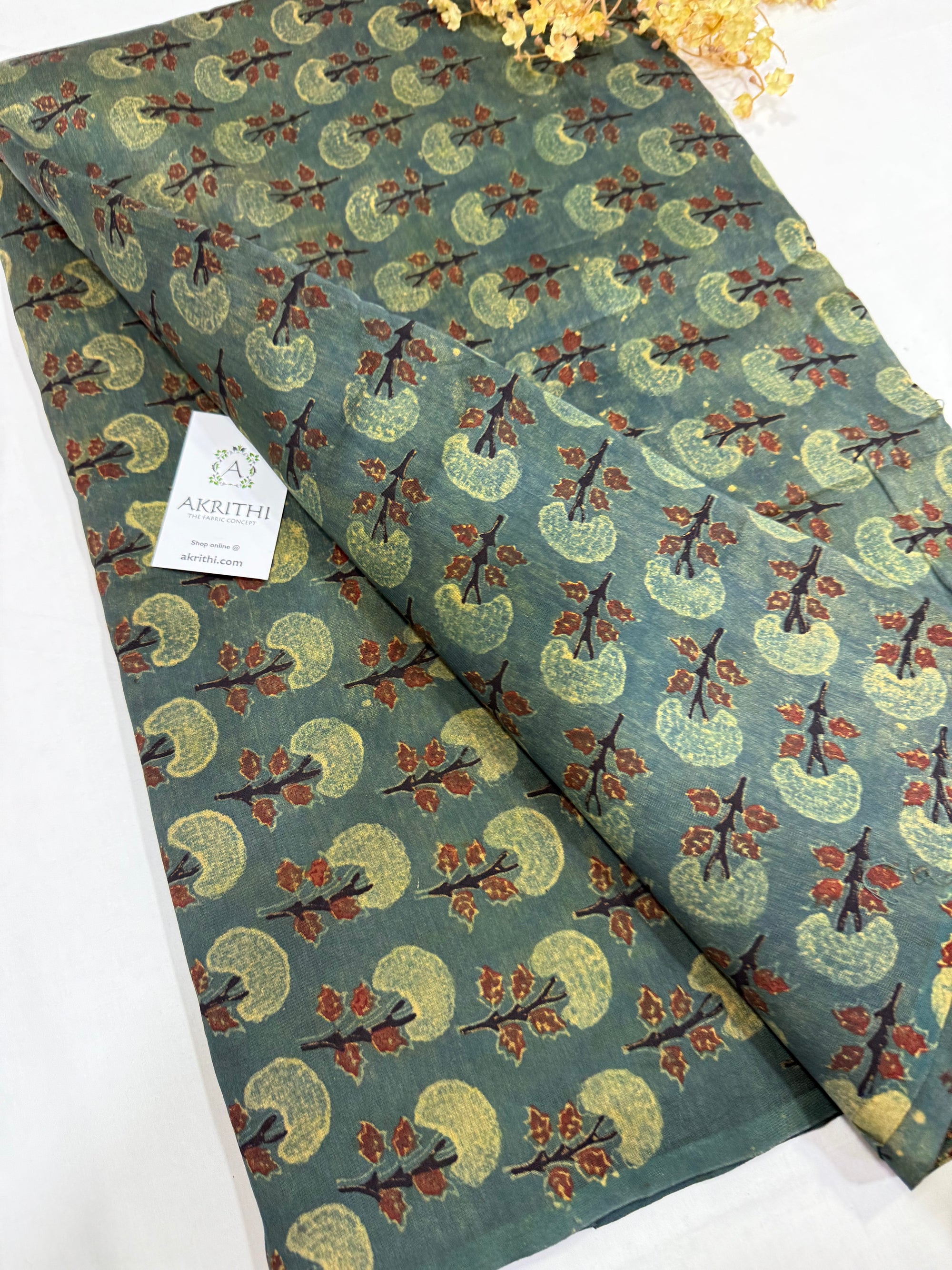 Vegetable Hand block pure chanderi fabric