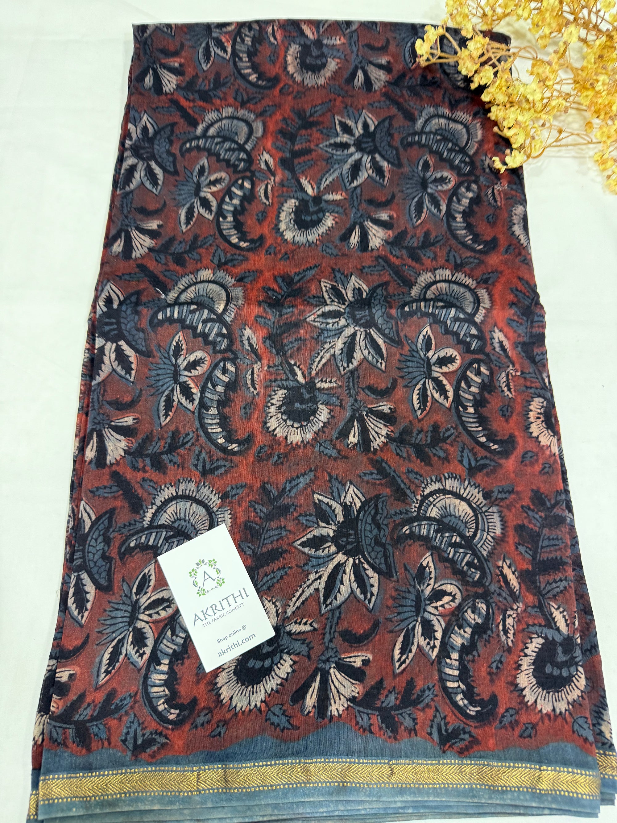 Vanaspati Hand block pure maheswari silk fabric