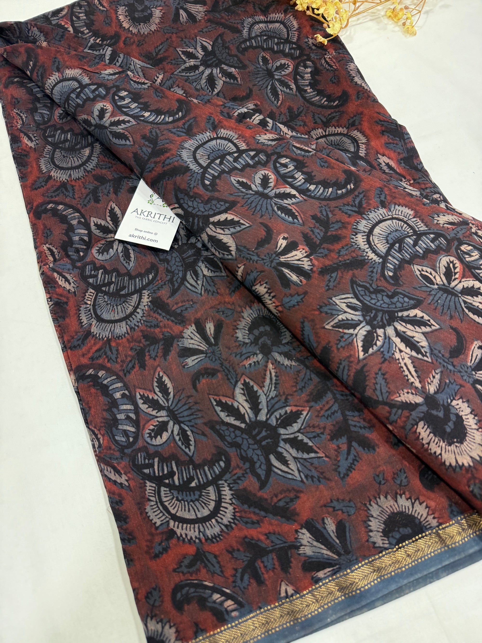 Vanaspati Hand block pure maheswari silk fabric