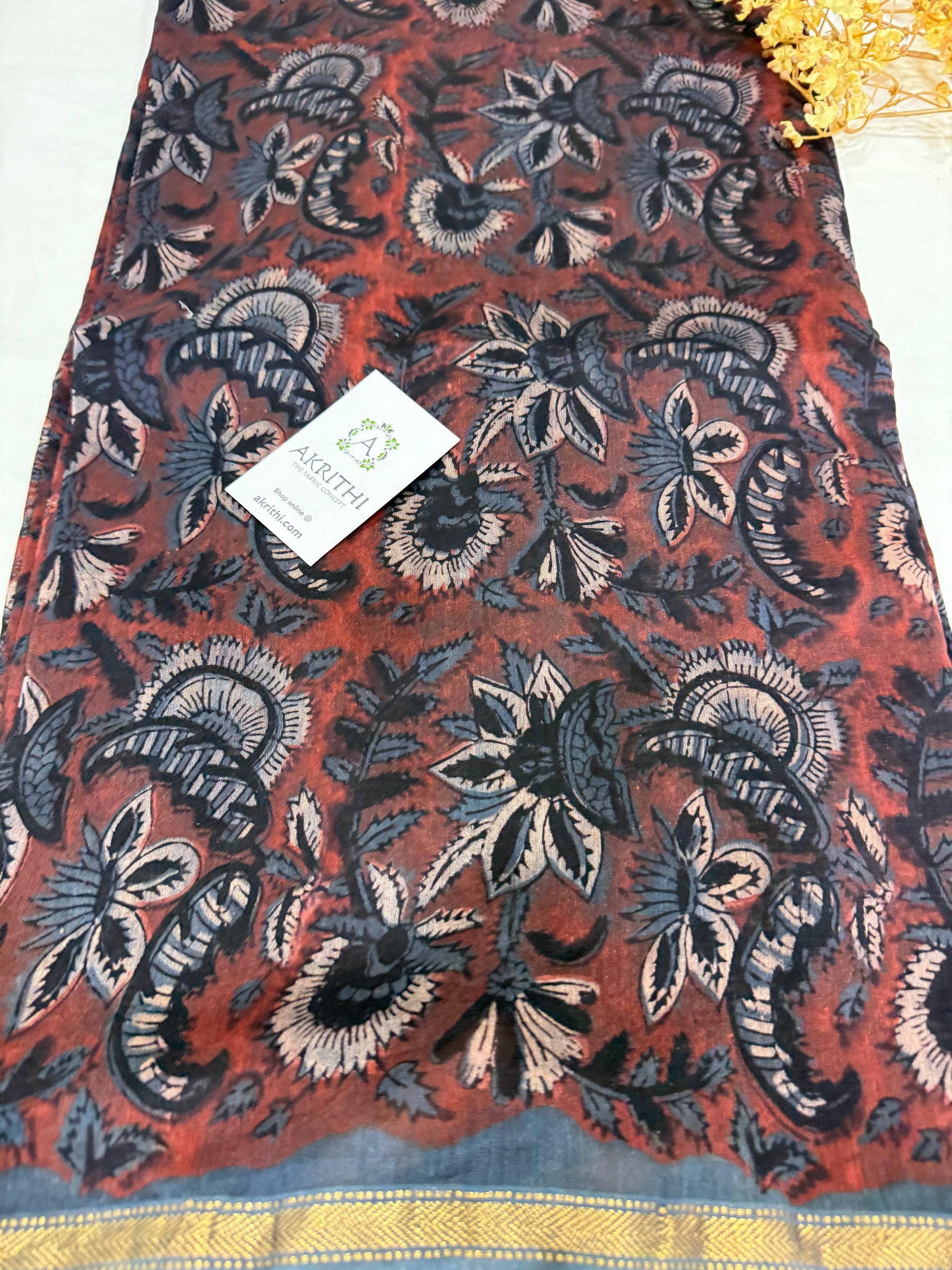 Vanaspati Hand block pure maheswari silk fabric