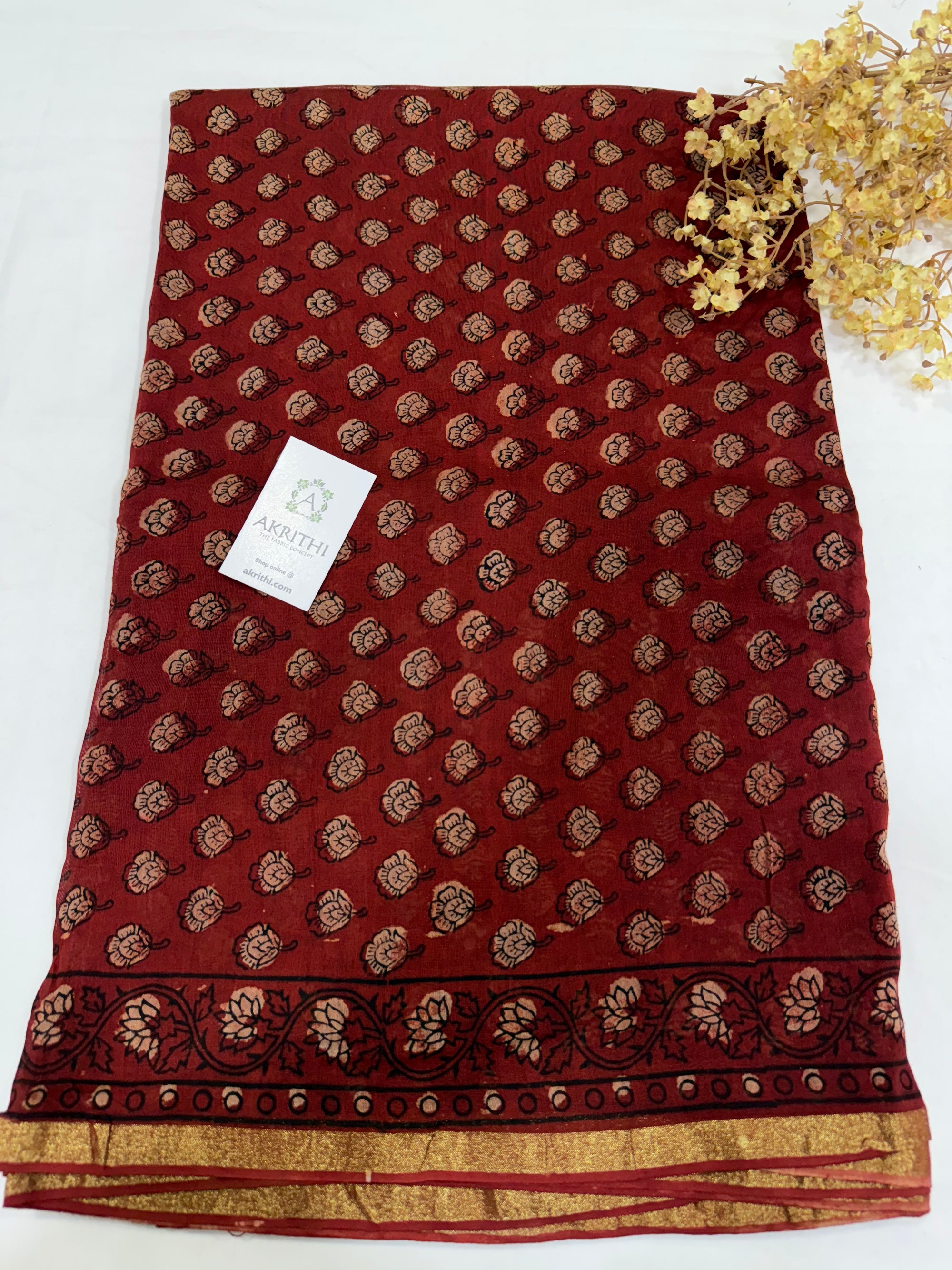 Vanaspati Hand block pure maheswari silk fabric