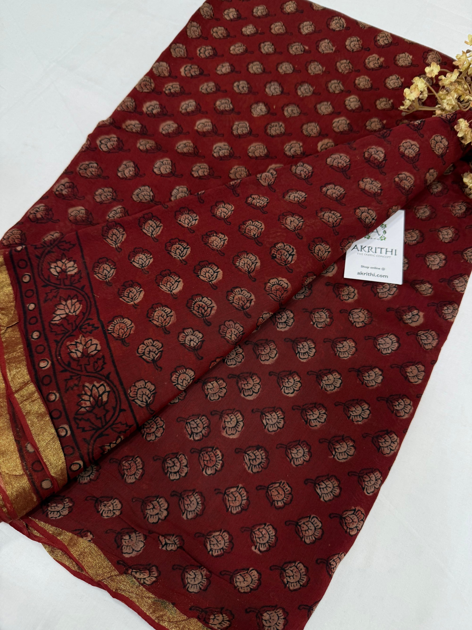 Vanaspati Hand block pure maheswari silk fabric