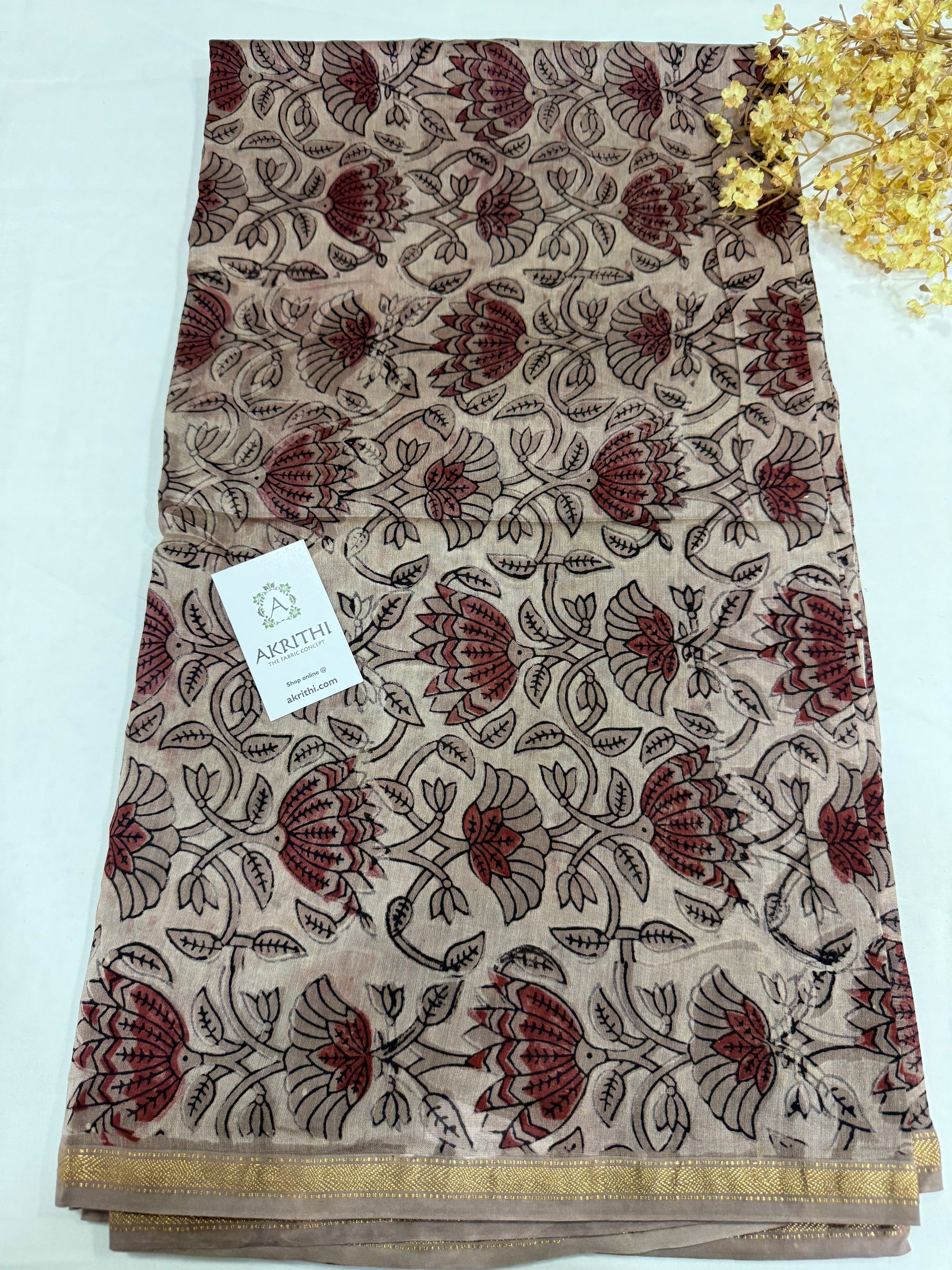 Vanaspati Hand block pure maheswari silk fabric
