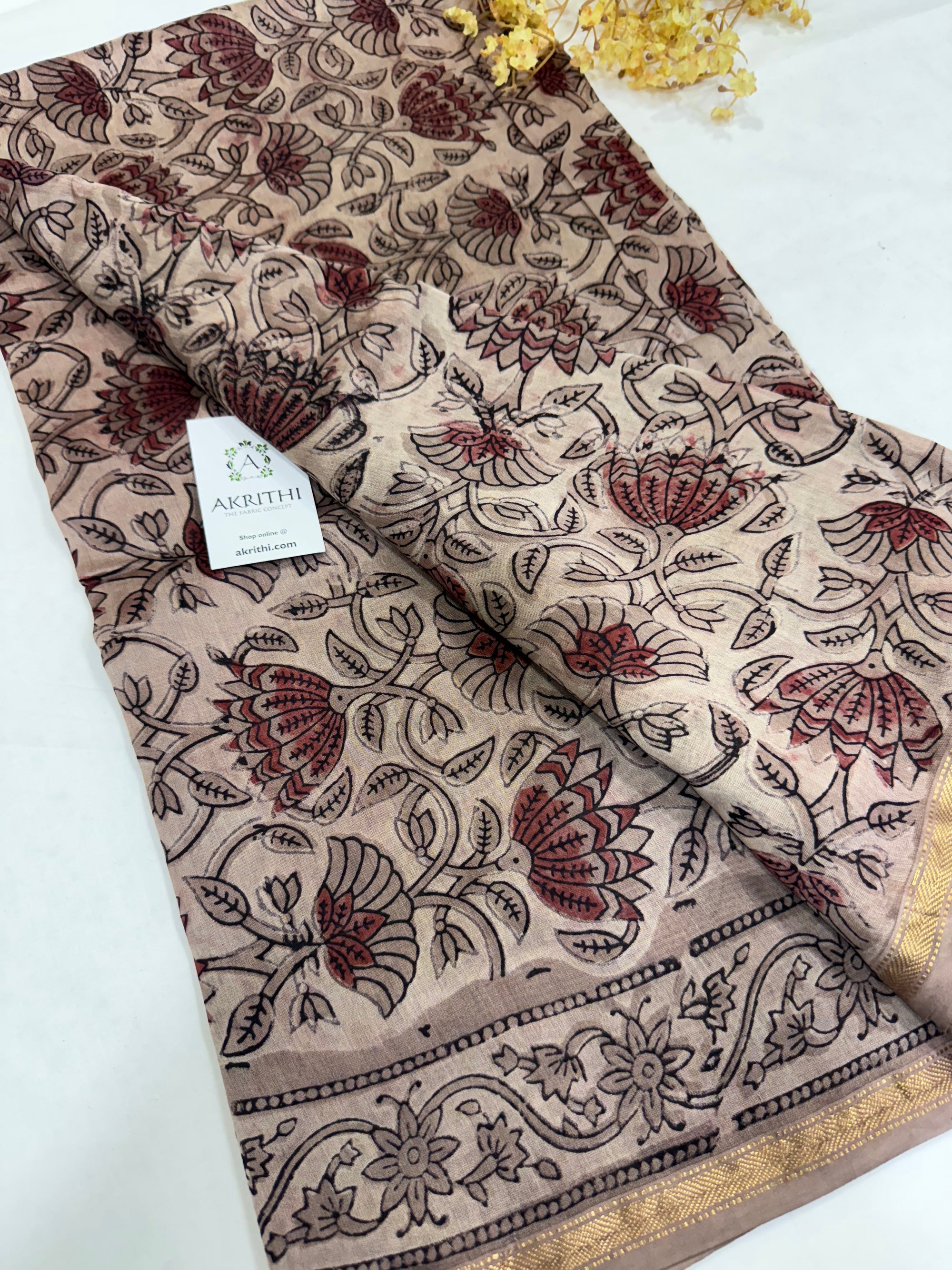 Vanaspati Hand block pure maheswari silk fabric