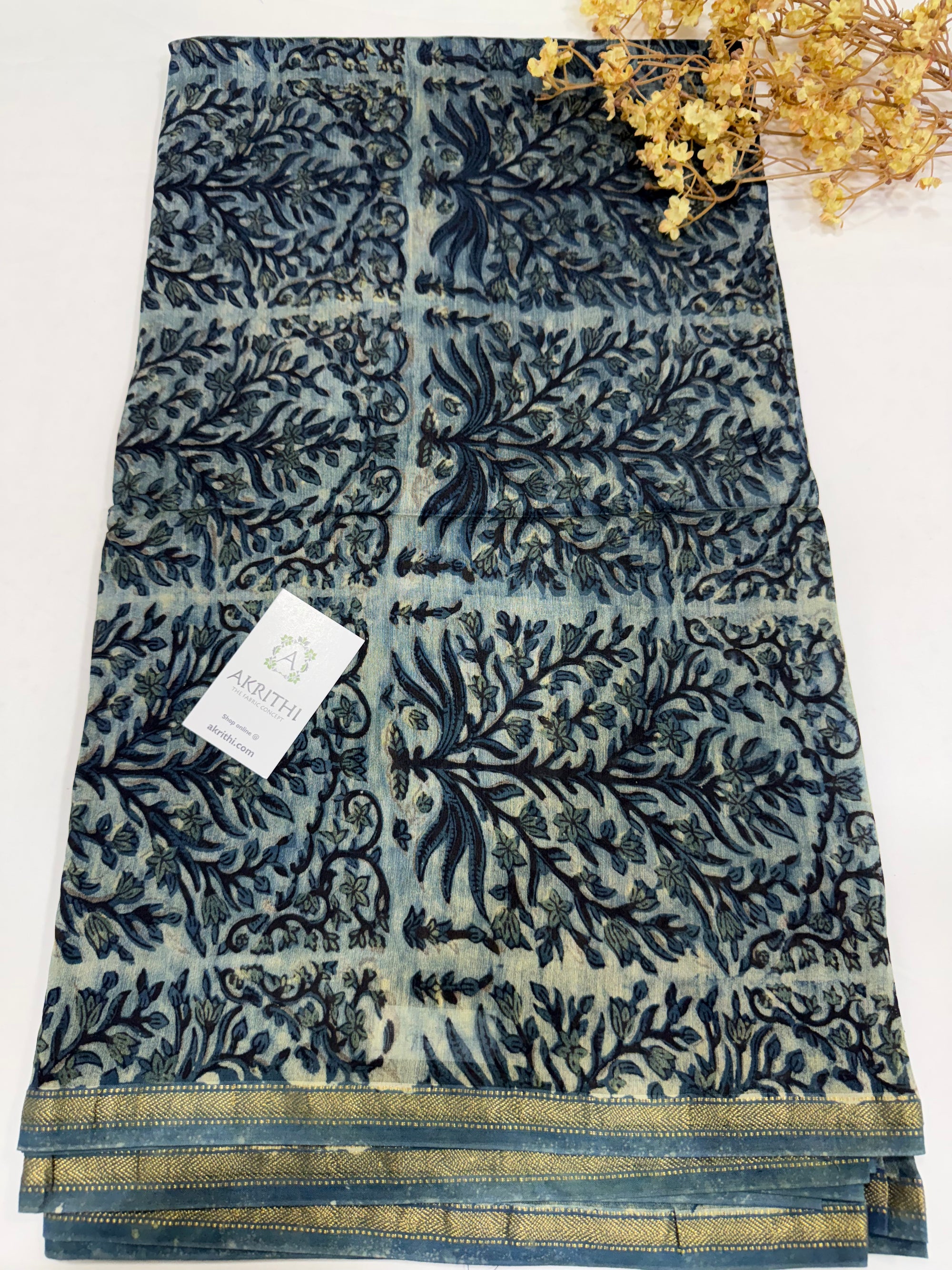 Vanaspati Hand block pure maheswari silk fabric