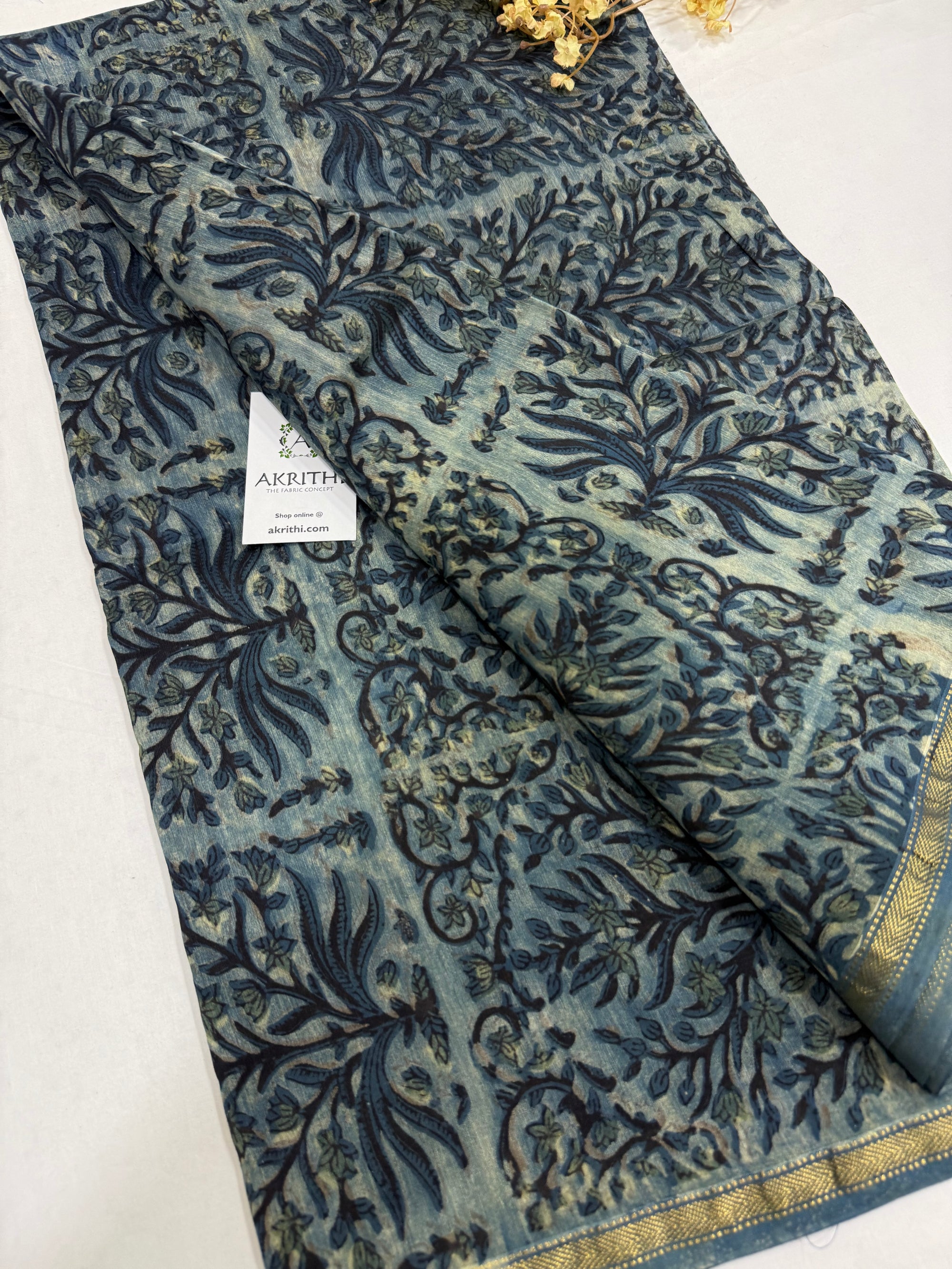 Vanaspati Hand block pure maheswari silk fabric