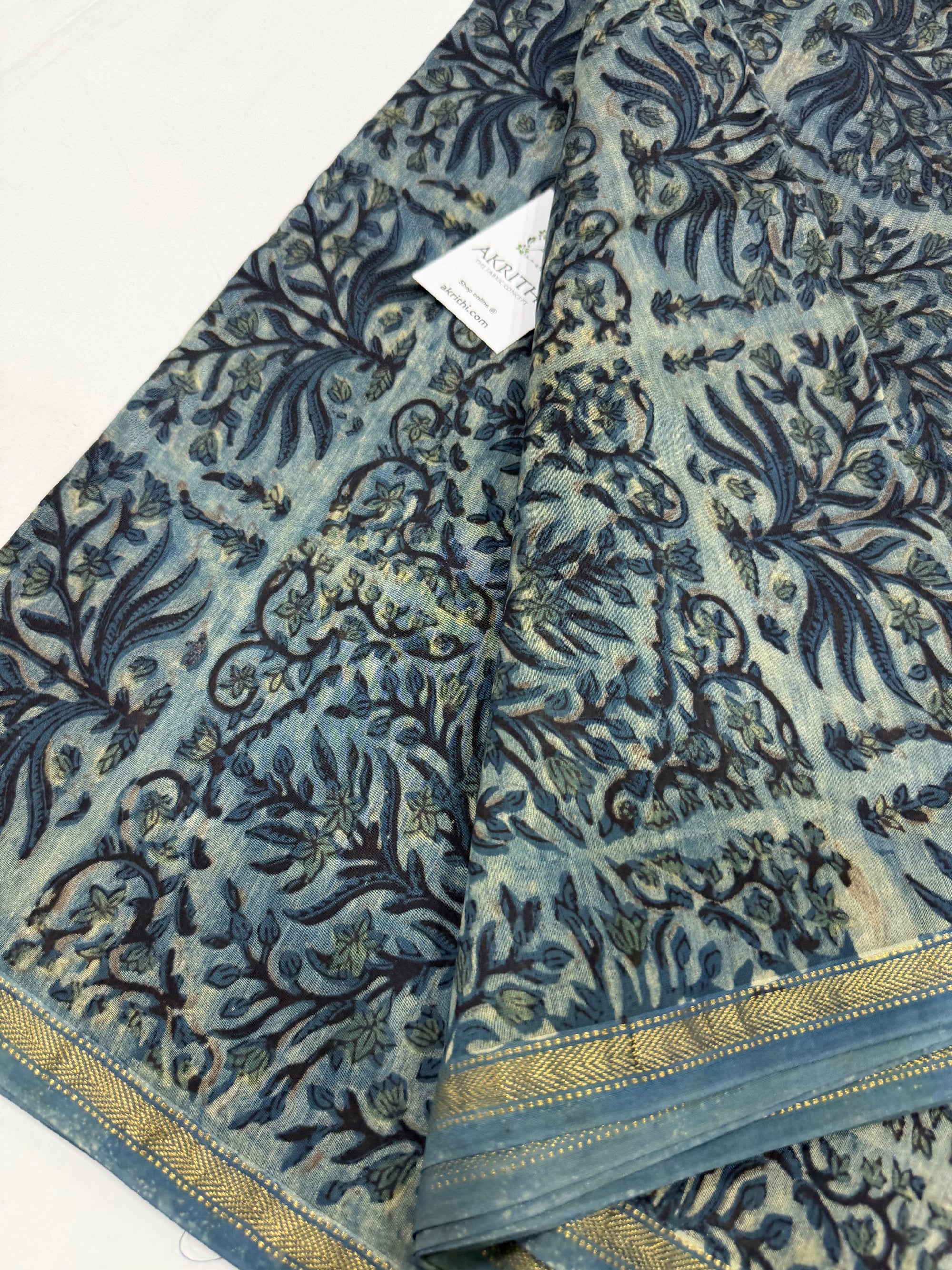 Vanaspati Hand block pure maheswari silk fabric
