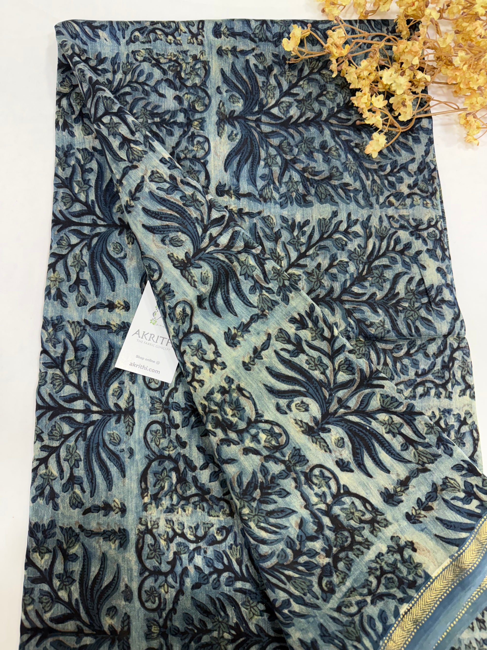 Vanaspati Hand block pure maheswari silk fabric