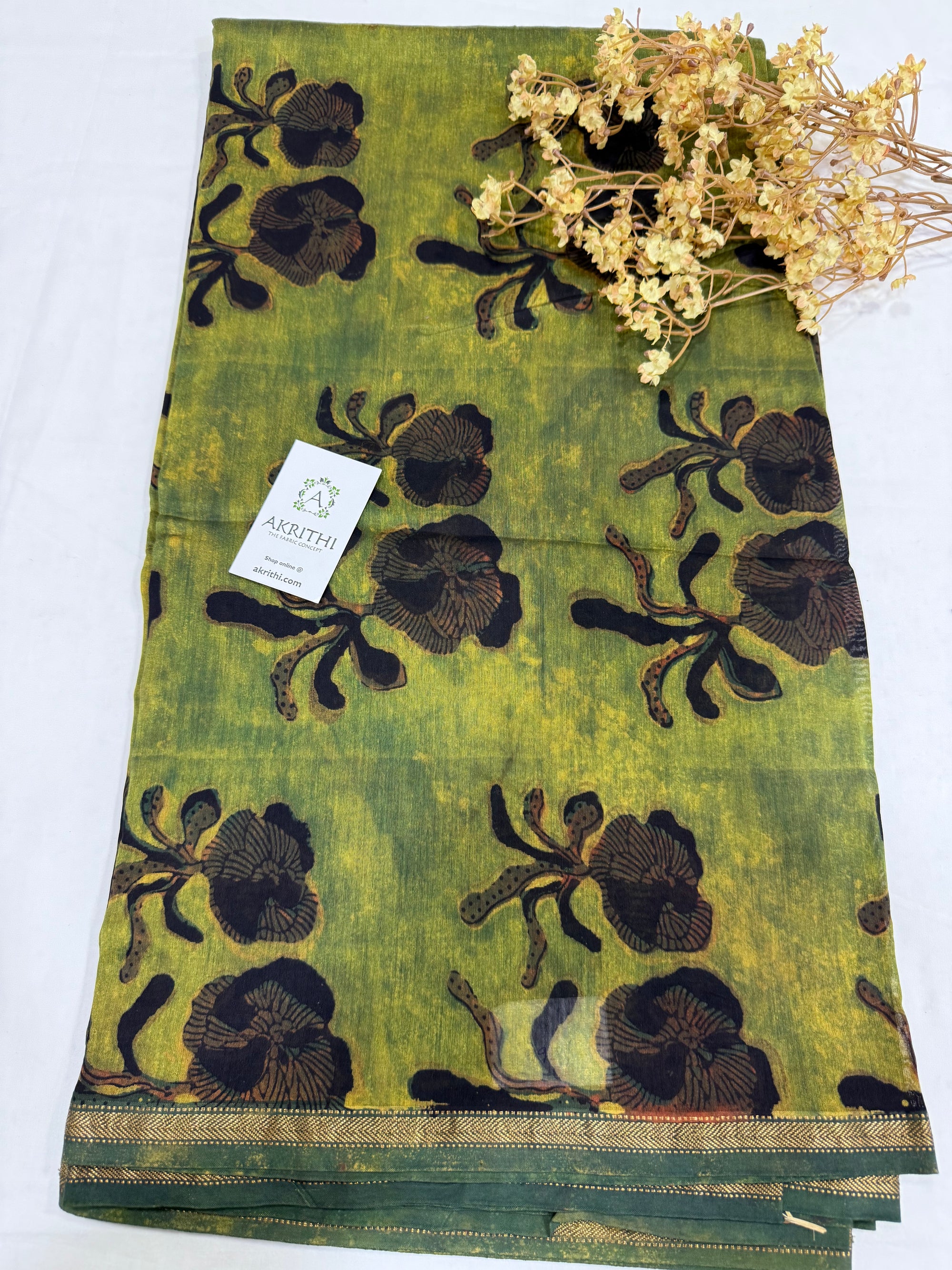 Vanaspati Hand block pure maheswari silk fabric