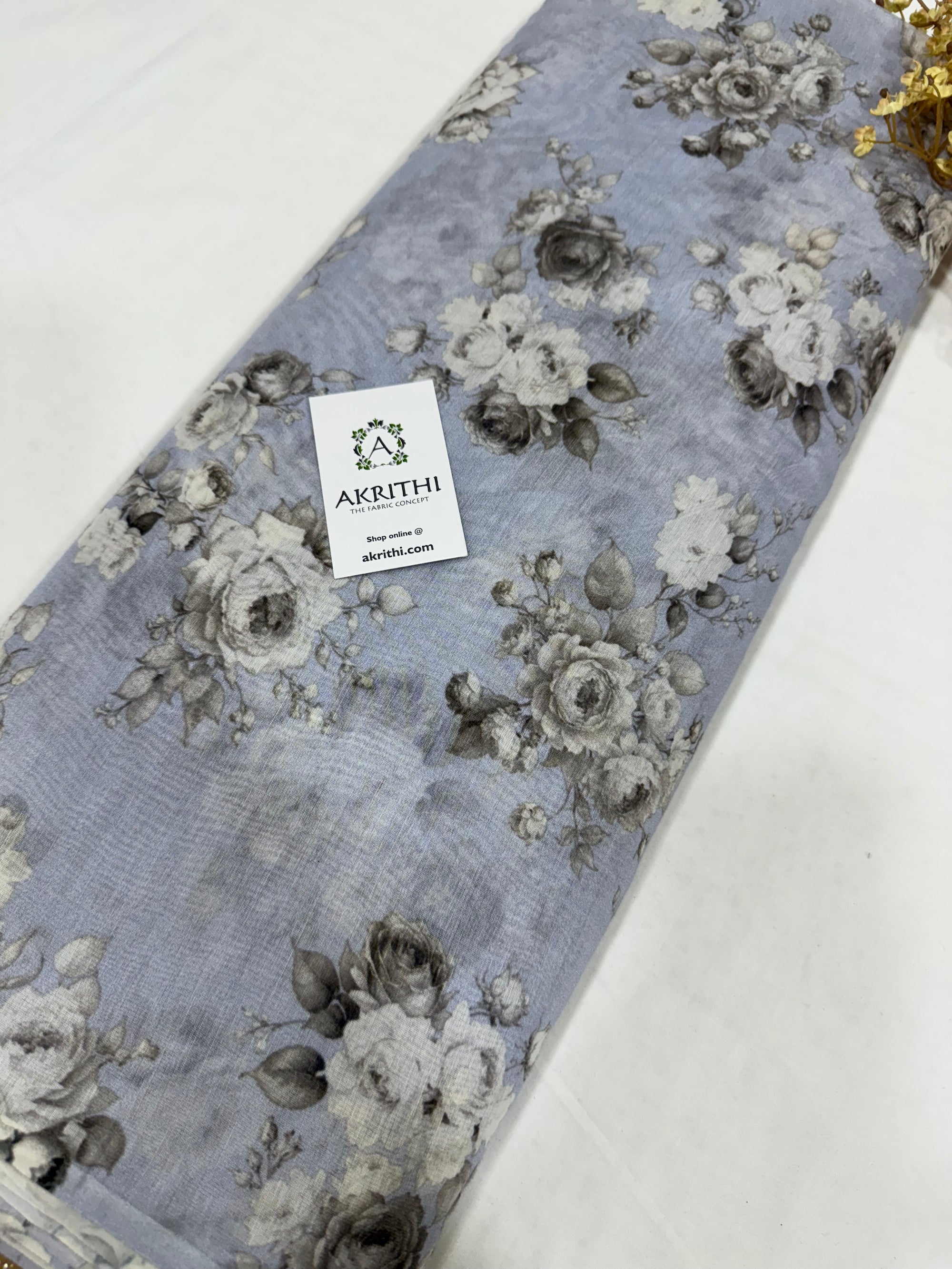 Floral Printed Pure chanderi fabric