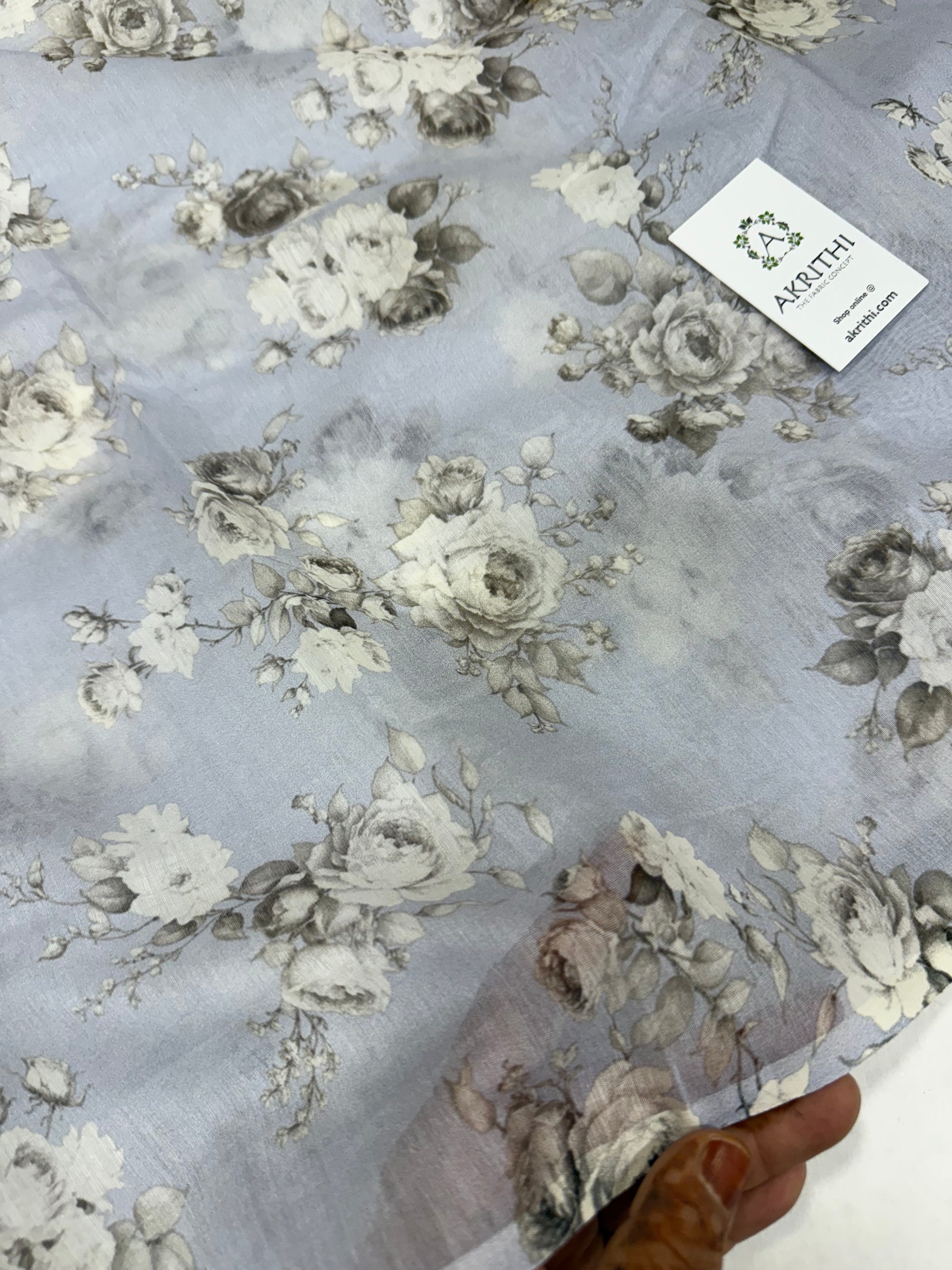 Floral Printed Pure chanderi fabric