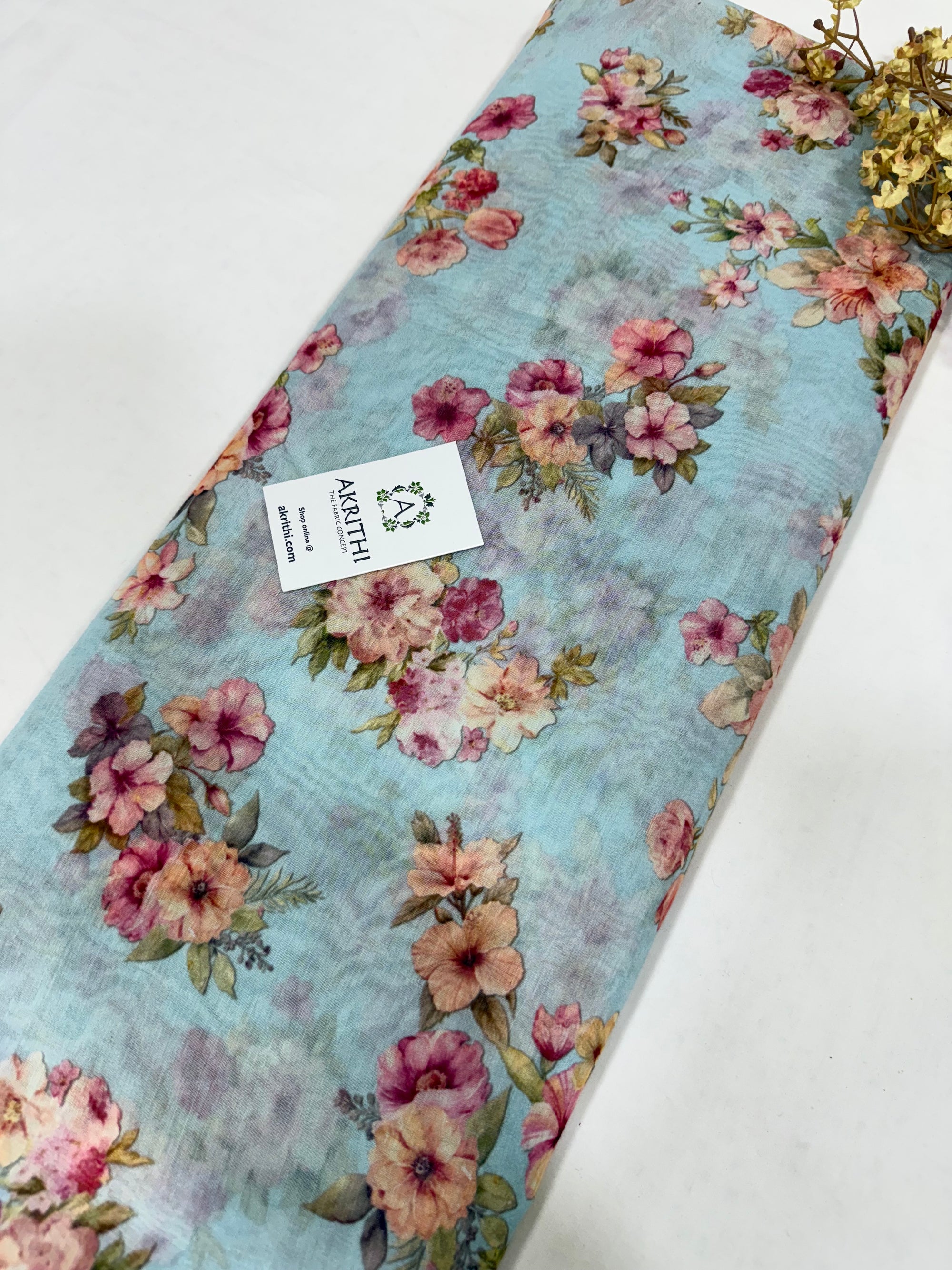Floral Printed Pure chanderi fabric