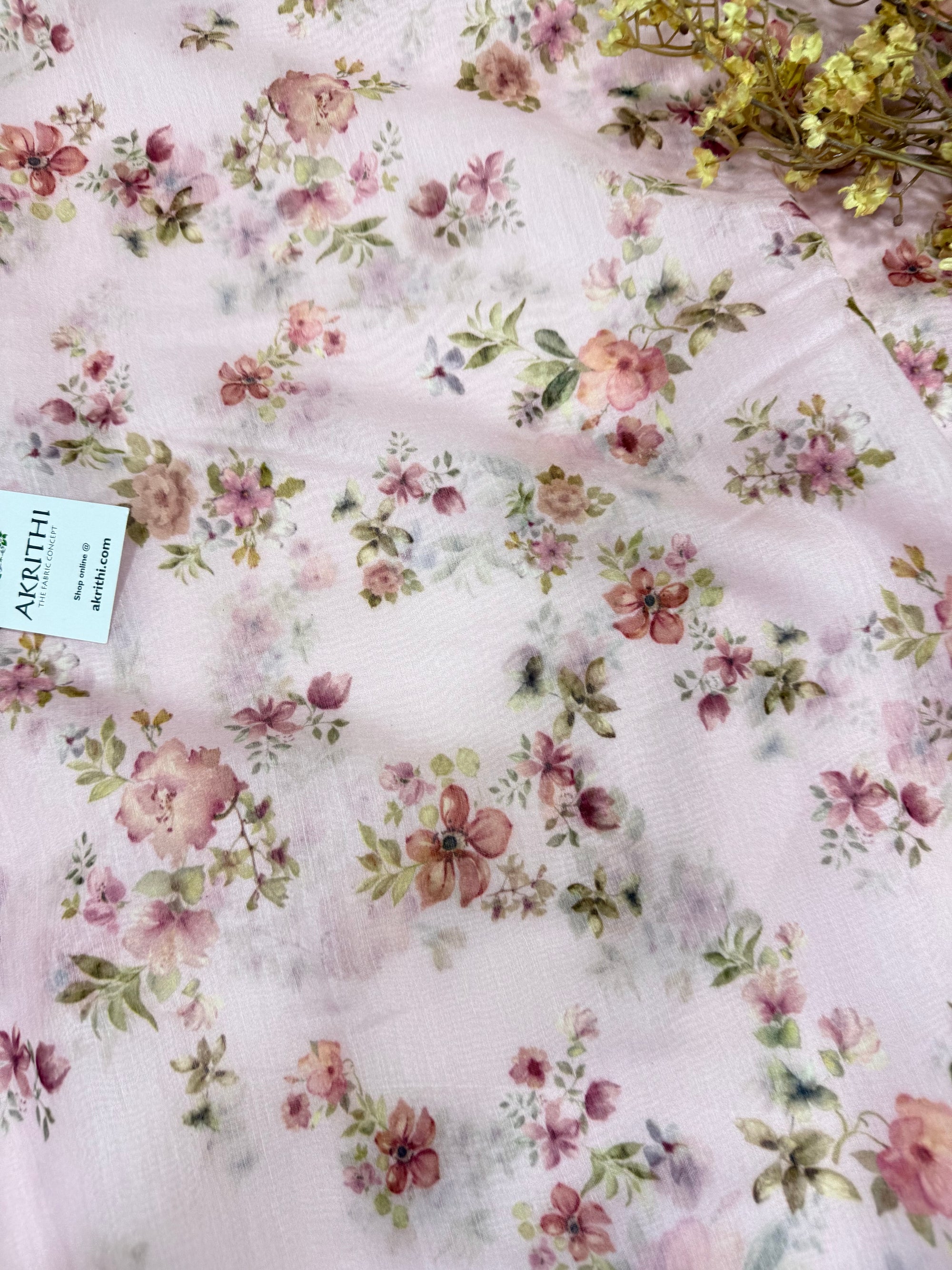 Floral Printed Pure chanderi fabric