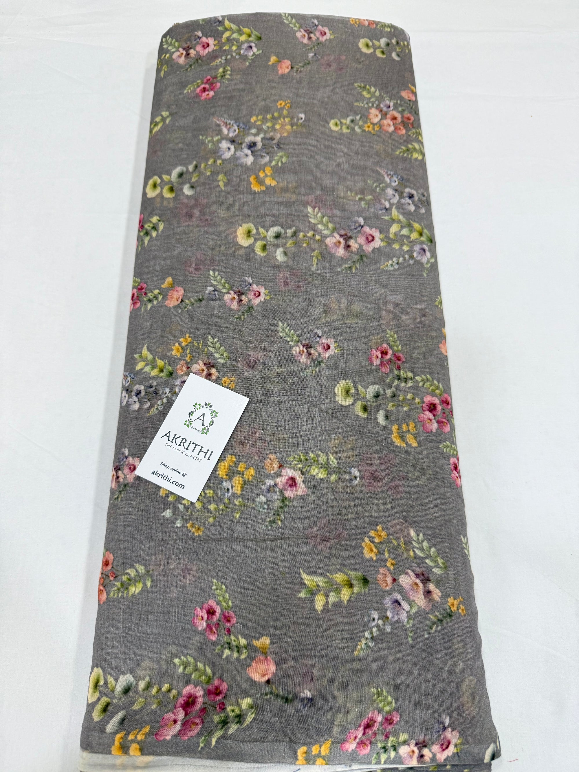 Floral Printed Pure chanderi fabric