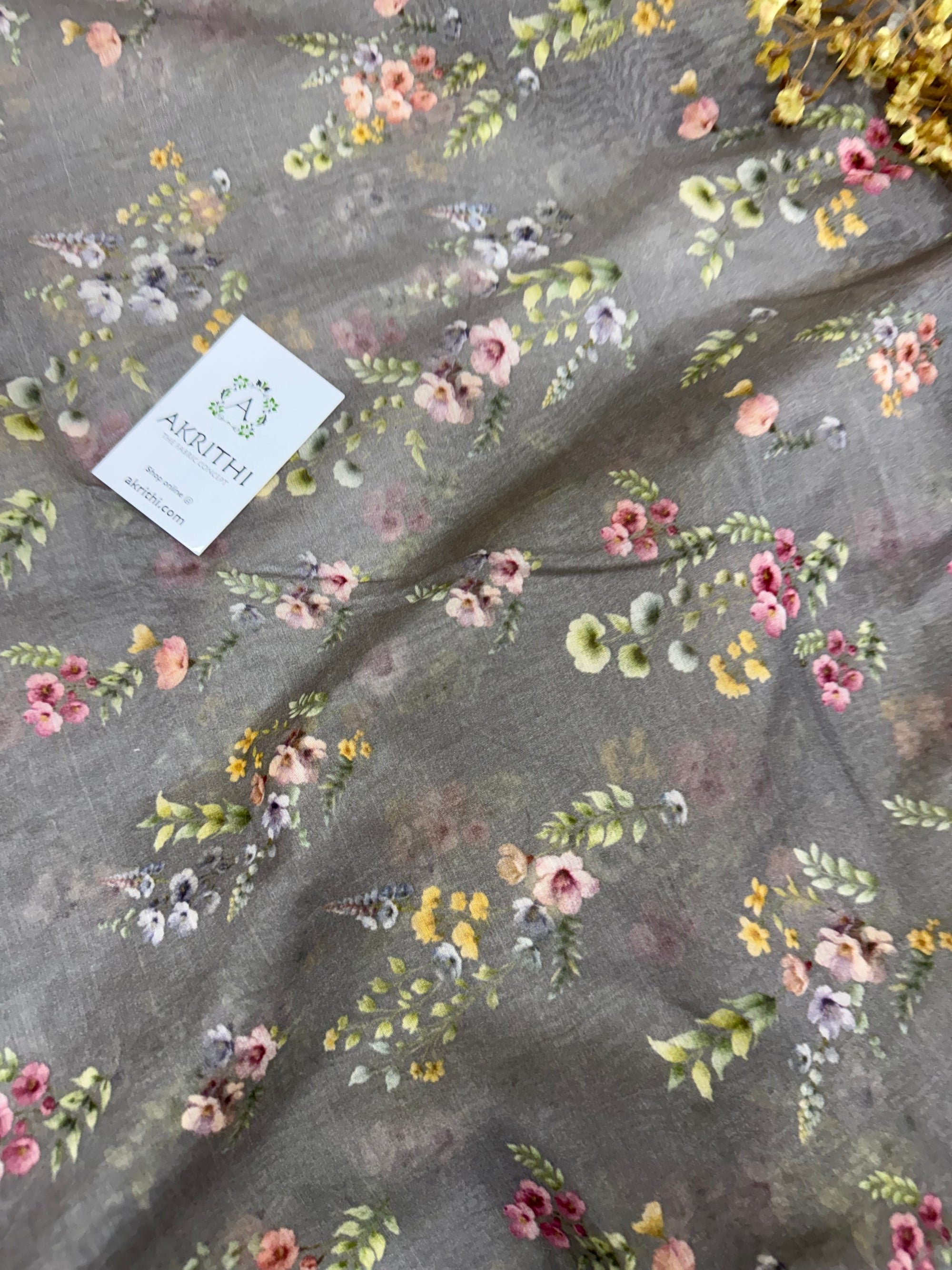 Floral Printed Pure chanderi fabric