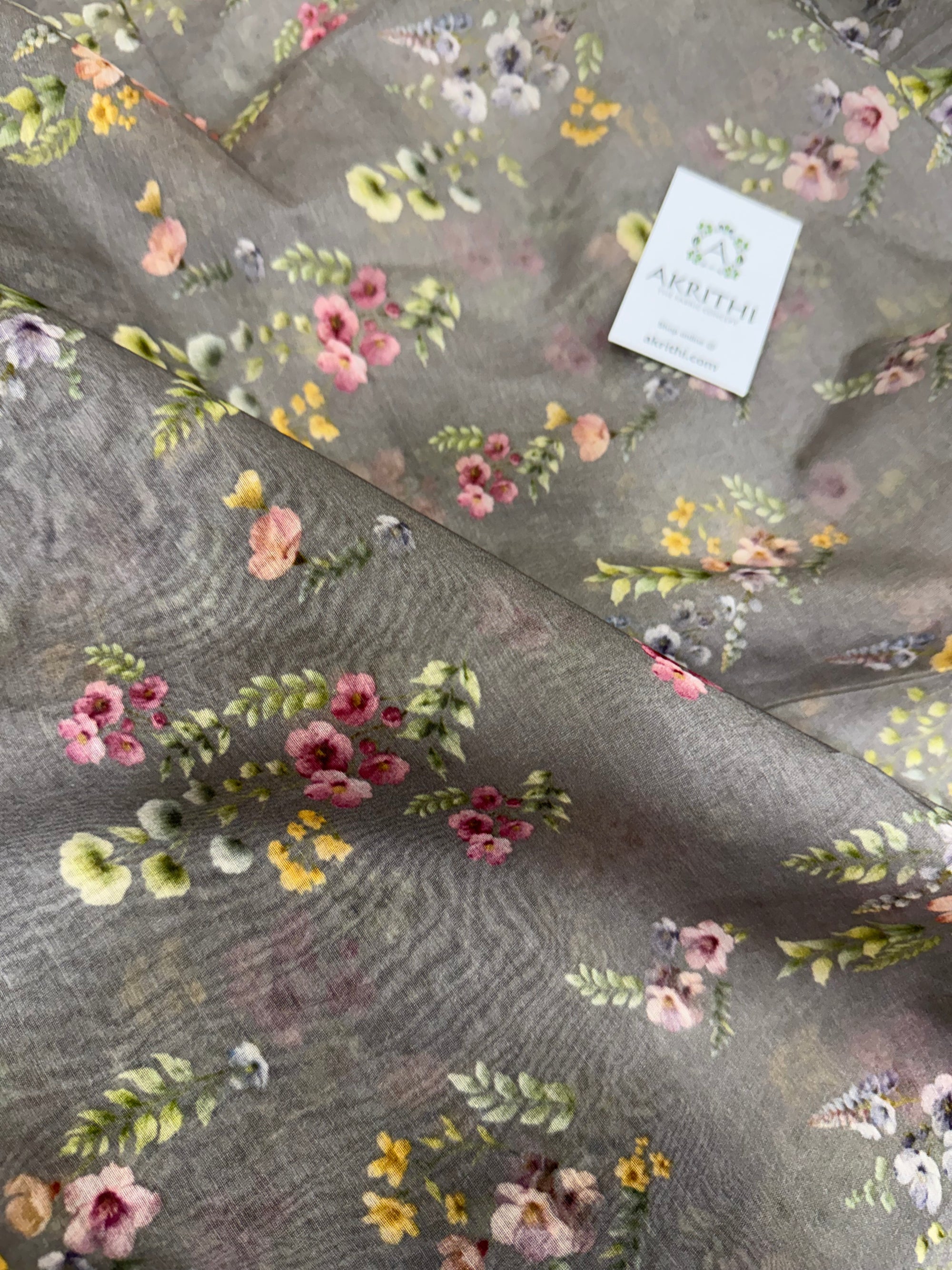 Floral Printed Pure chanderi fabric