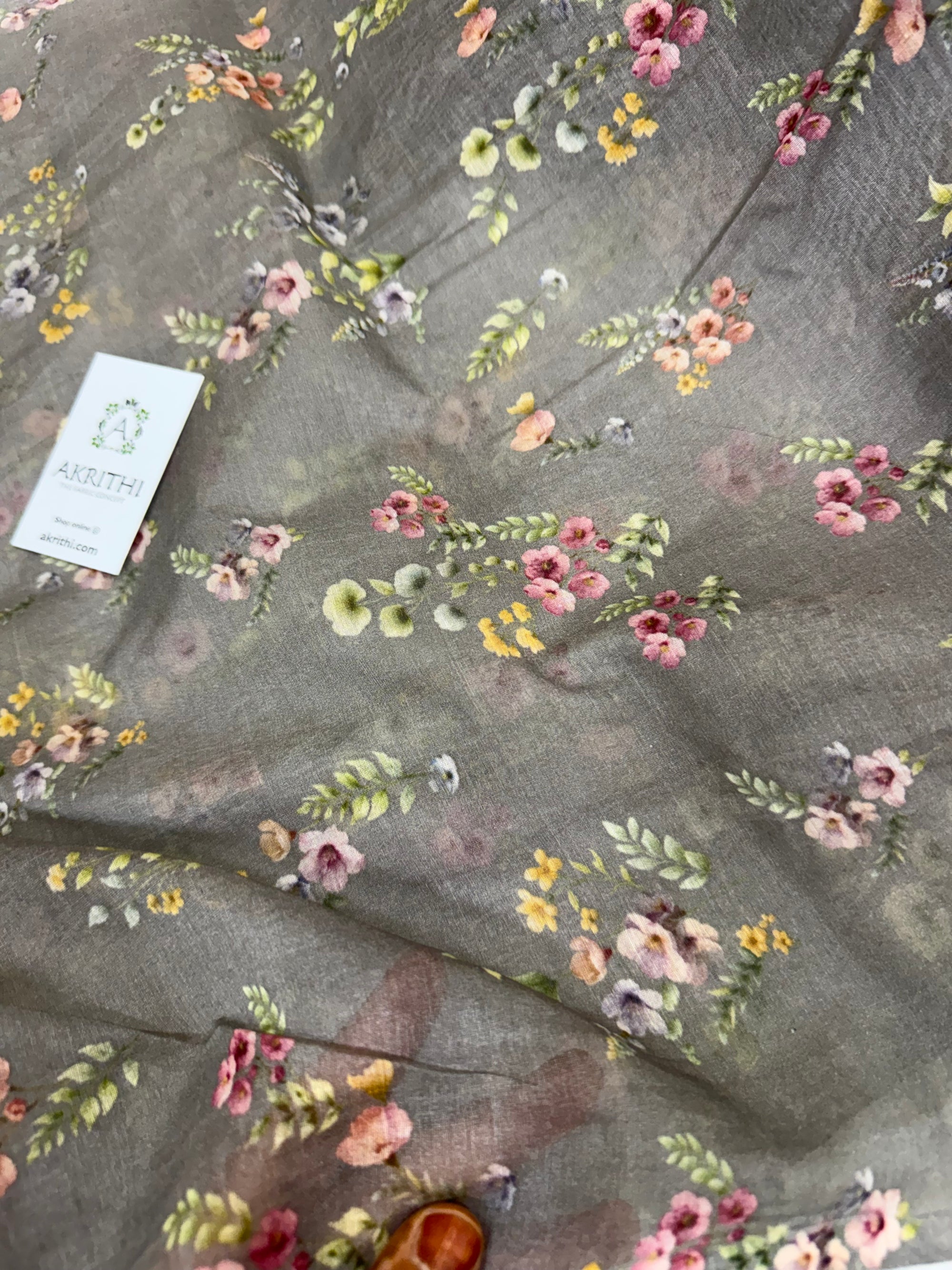 Floral Printed Pure chanderi fabric