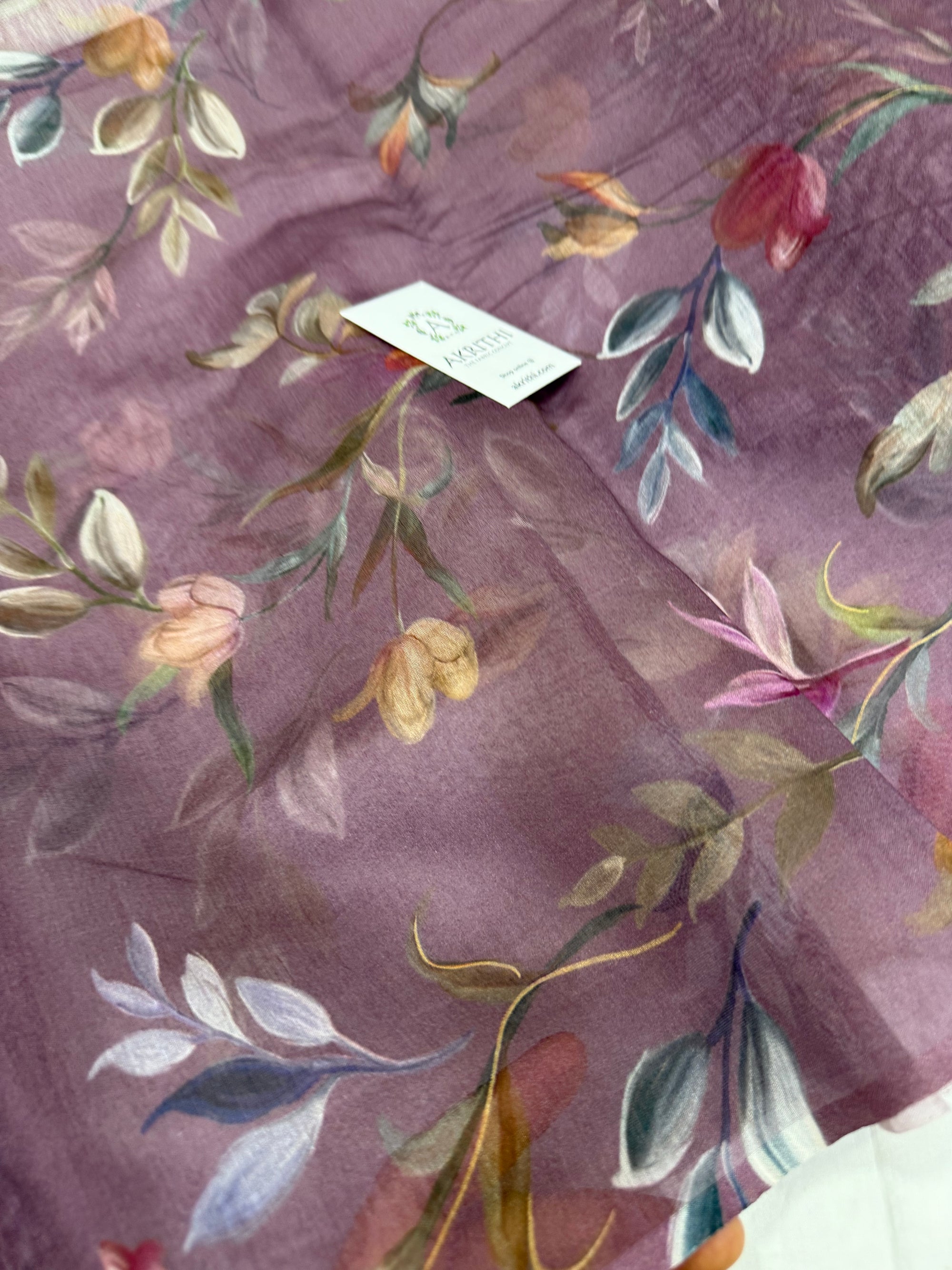 Floral Printed Pure chanderi fabric