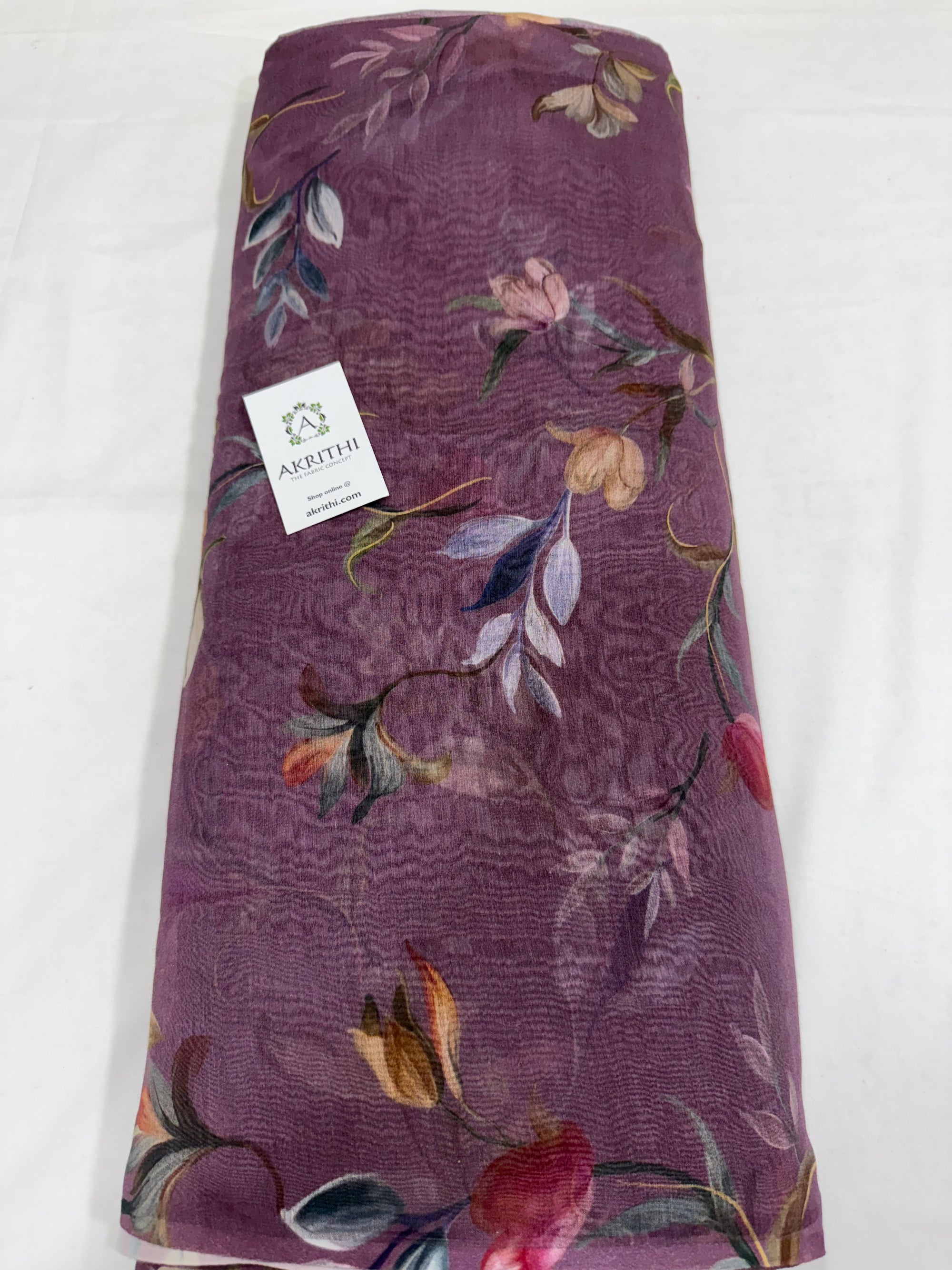 Floral Printed Pure chanderi fabric