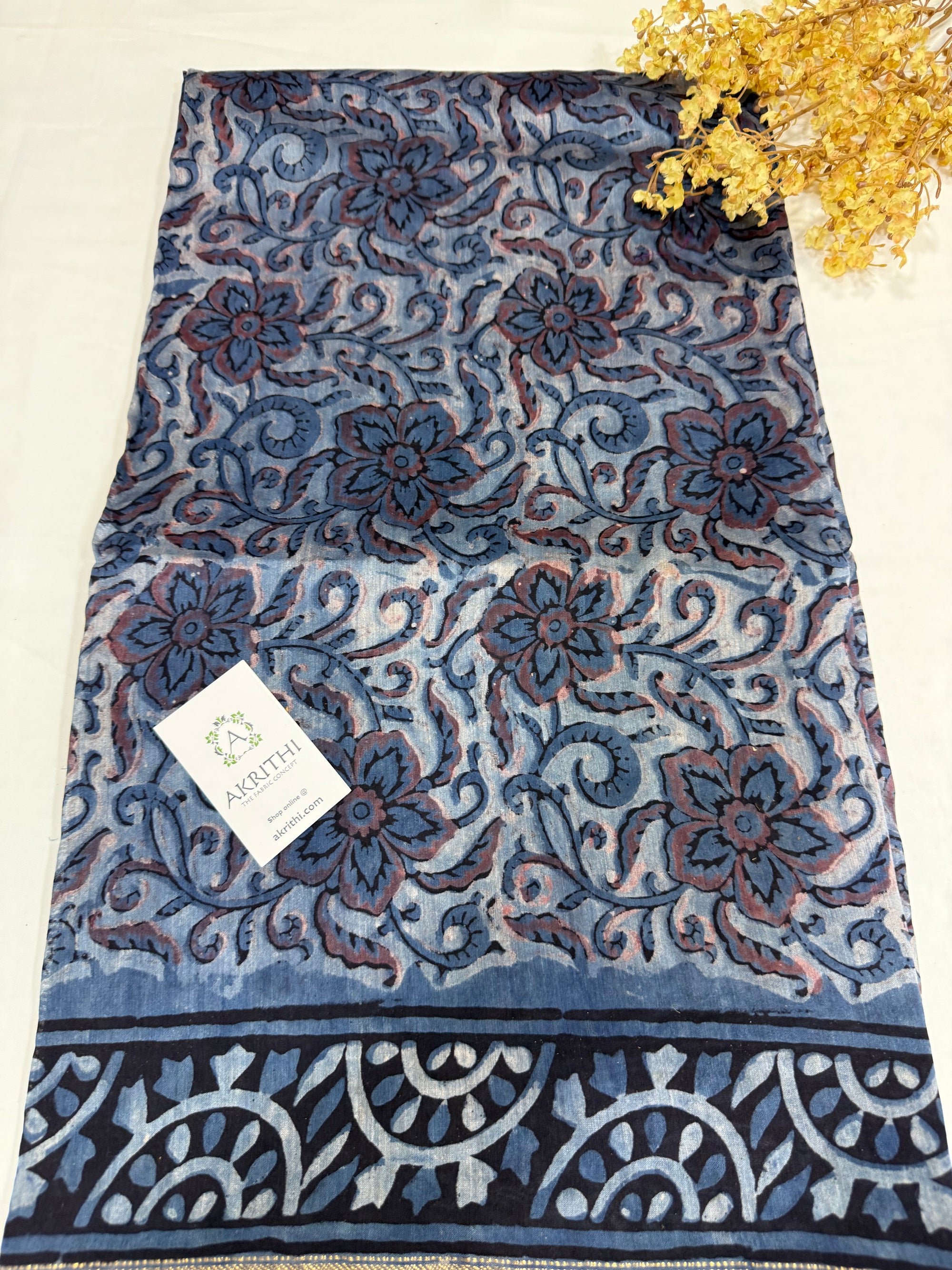 Vanaspati Hand block pure maheswari silk fabric