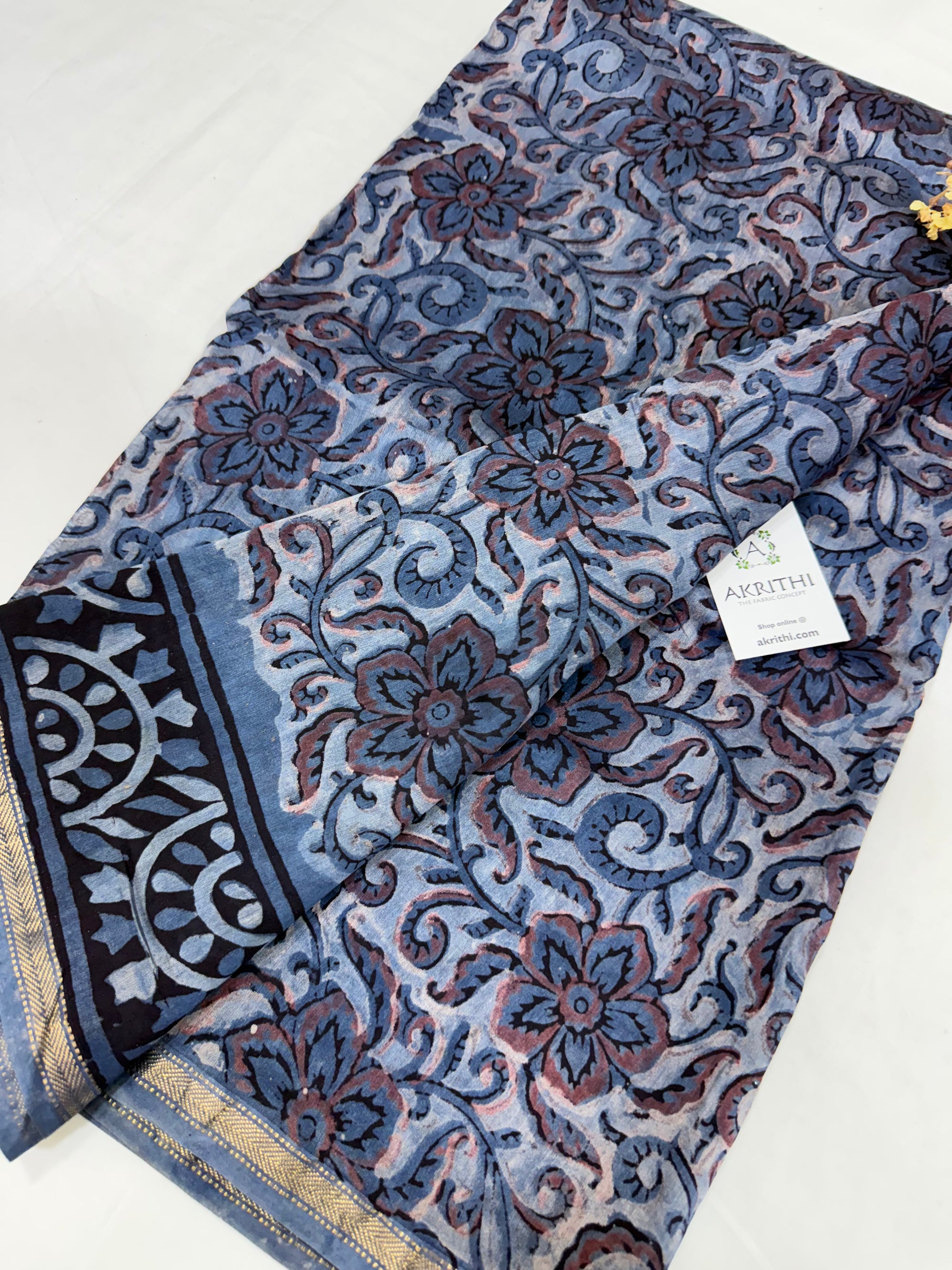Vanaspati Hand block pure maheswari silk fabric