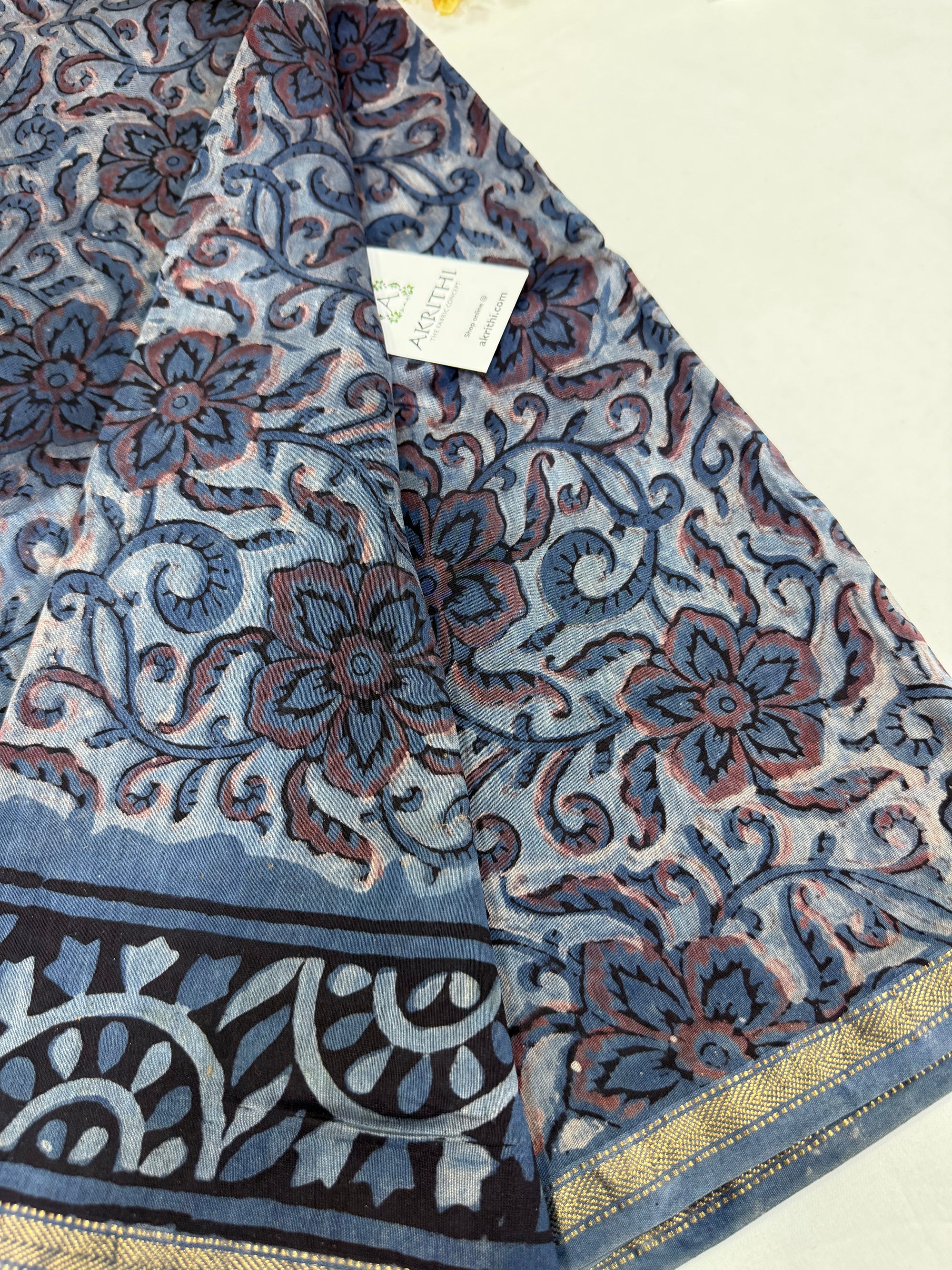 Vanaspati Hand block pure maheswari silk fabric